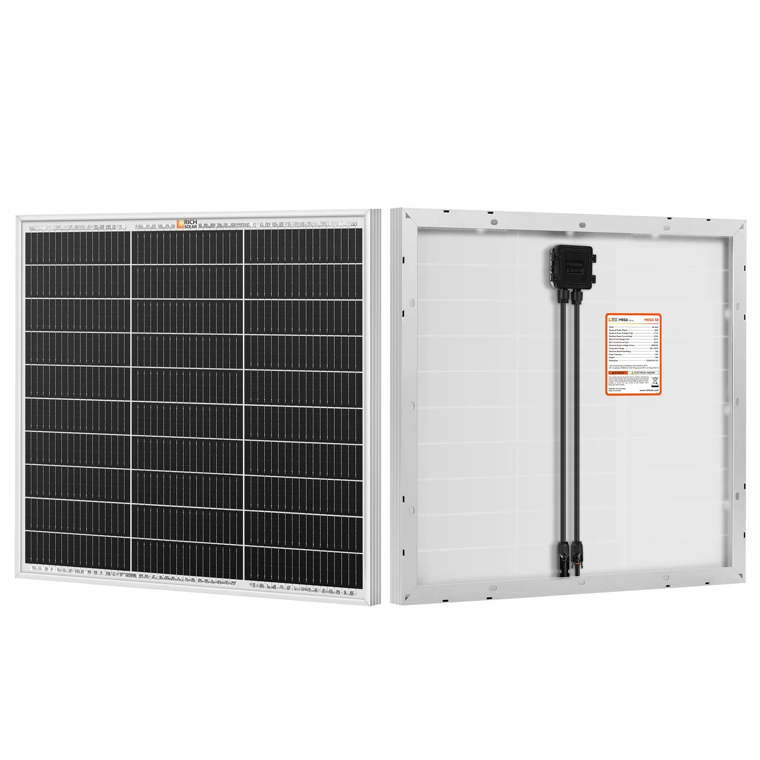 Rich Solar MEGA 50 Watt Solar Panel - High Efficiency Portable Solar Charger for Camping, RV, Boating & Off-Grid Power