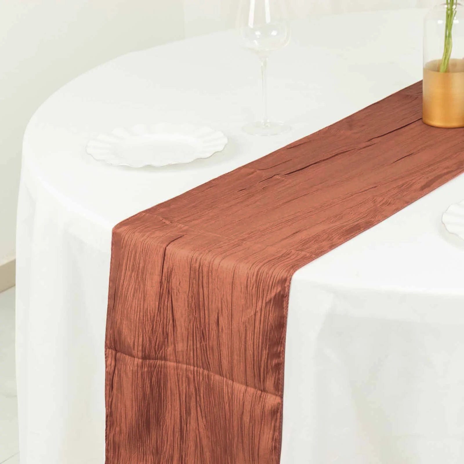12-Pack 108-Inch Metallic Accordion Crinkled Taffeta Table Runner for Wedding, Party, Holiday & Home Decor - Elegant Dining Table Decorations
