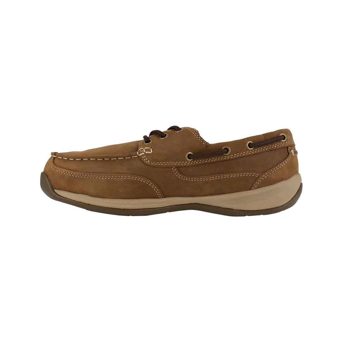 Steel Toe Slip On Work Shoes for Men - Brown Safety Shoes with Metatarsal Guard - Ideal for Construction, Warehouse & Sailing Club Activities