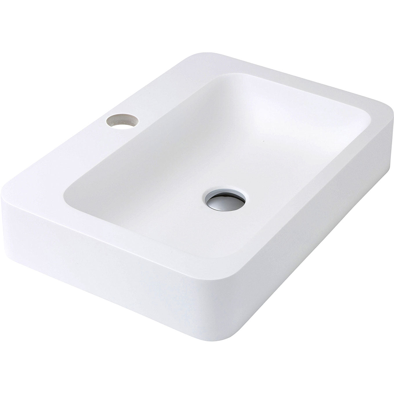 Fienza CSB010 Rondo 600mm Cast Stone Above Counter Bathroom Sink with Single Tap Hole, Matte White - Perfect for Modern Vanities and Powder Rooms