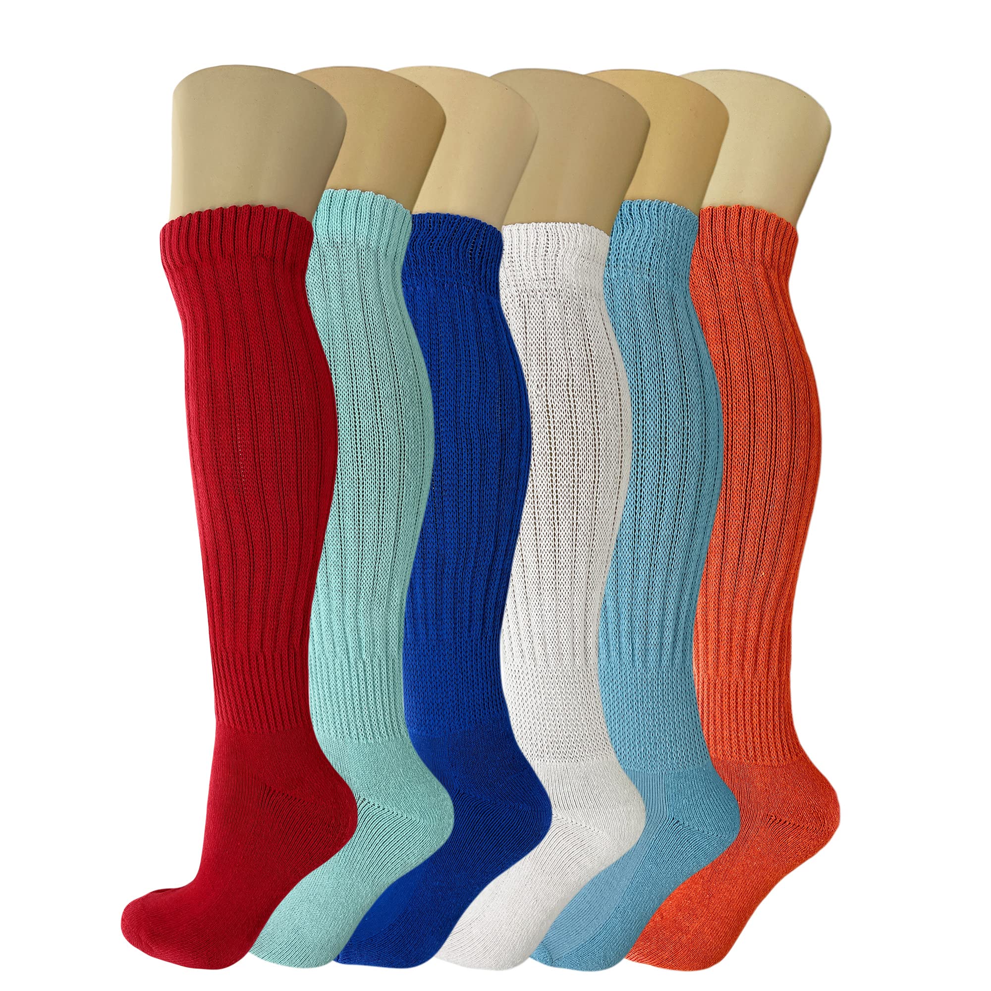 6 Pairs Soft Cotton Slouch Socks - Made in USA | Comfortable & Breathable for Women & Men | Perfect for Lounge, Yoga & Cold Weather