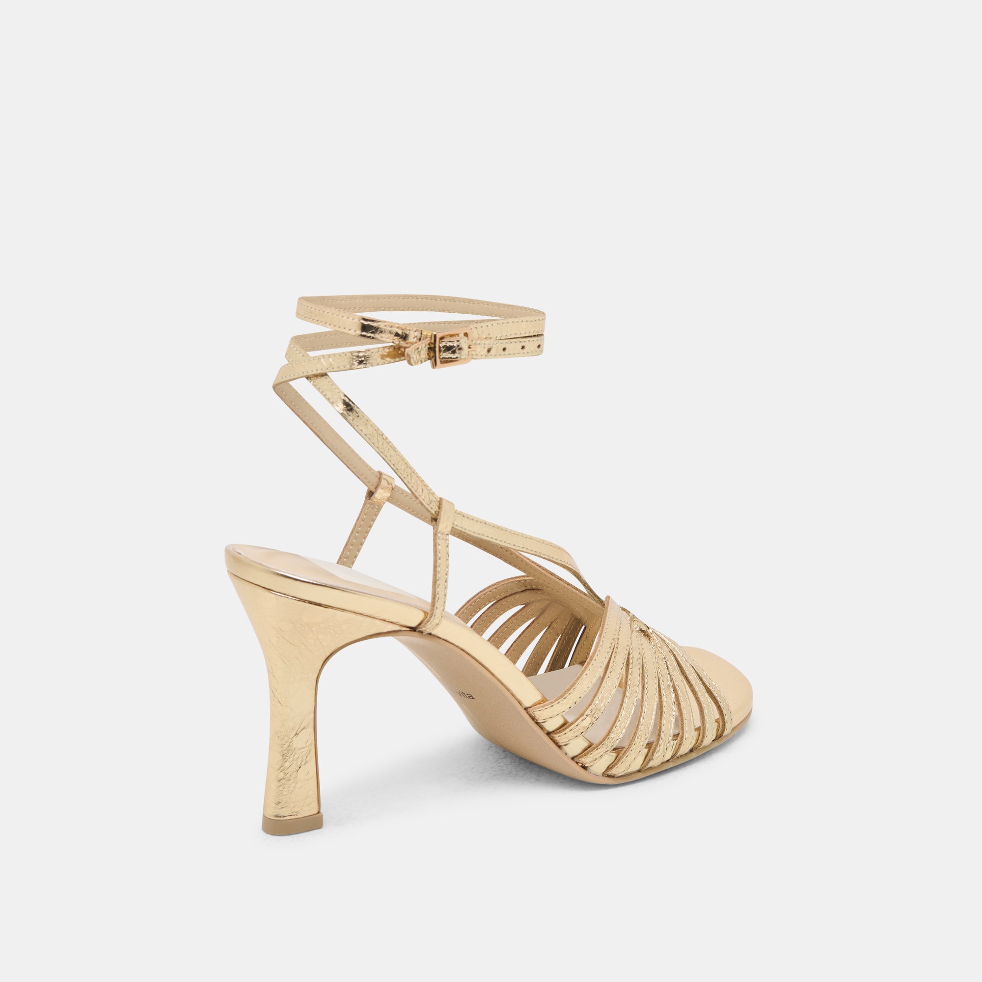NIVANA Gold Distressed Leather Heels for Women - Stylish High Heels for Parties, Weddings & Evening Events