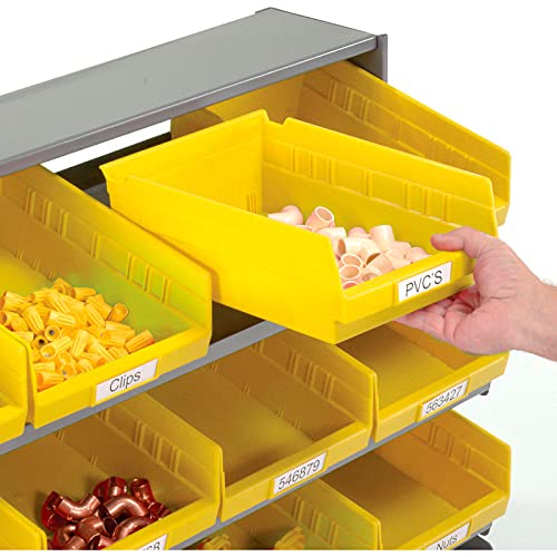 Global Industrial 3-Shelf Utility Bench Rack with 12 Yellow Storage Bins (8