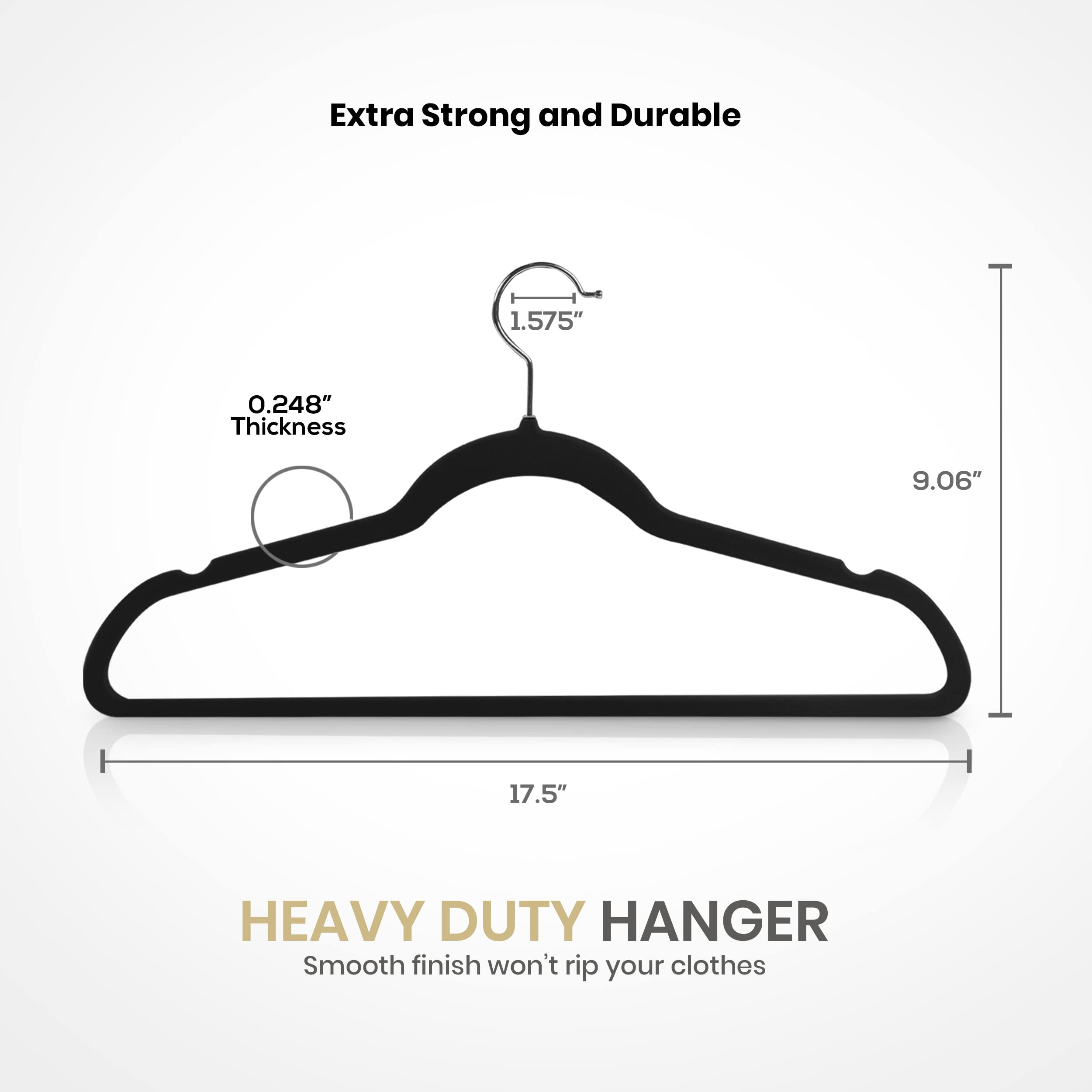 Utopia Home 30-Pack Velvet Hangers - Non-Slip Black Clothes Hangers with 360° Rotating Hooks - Heavy Duty Coat & Pants Hangers for Wardrobe Organization - Perfect for Closet, Laundry Room & Travel