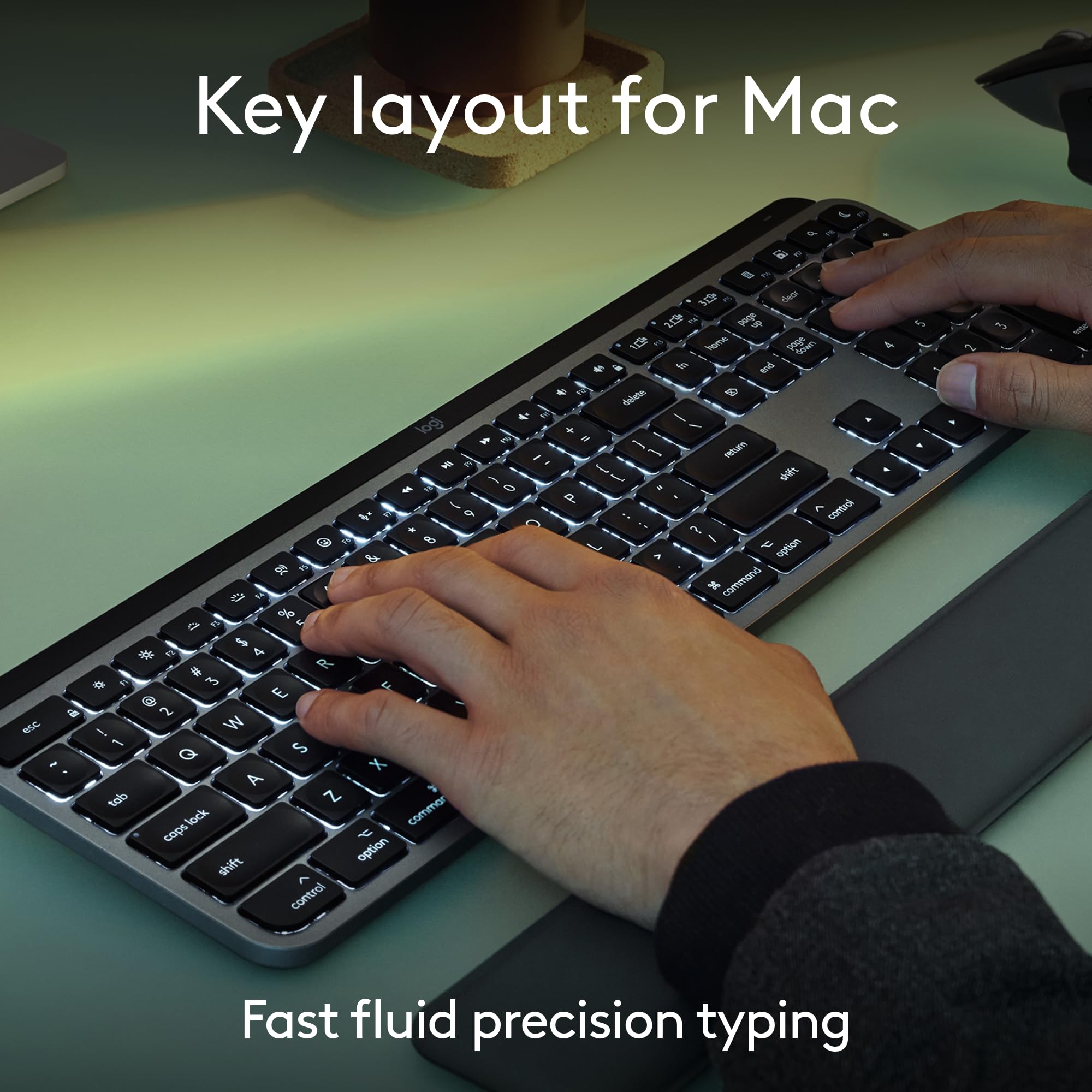 Logitech MX Keys S Combo for Mac - Wireless Keyboard & Mouse Set with Backlit Keys, Palm Rest & Fast Scroll Mouse | Bluetooth & USB-C Connectivity | Compatible with MacBook Pro, MacBook Air, iMac & iPad (Space Gray) | Perfect for Home Office, Remote Work & Creative Professionals