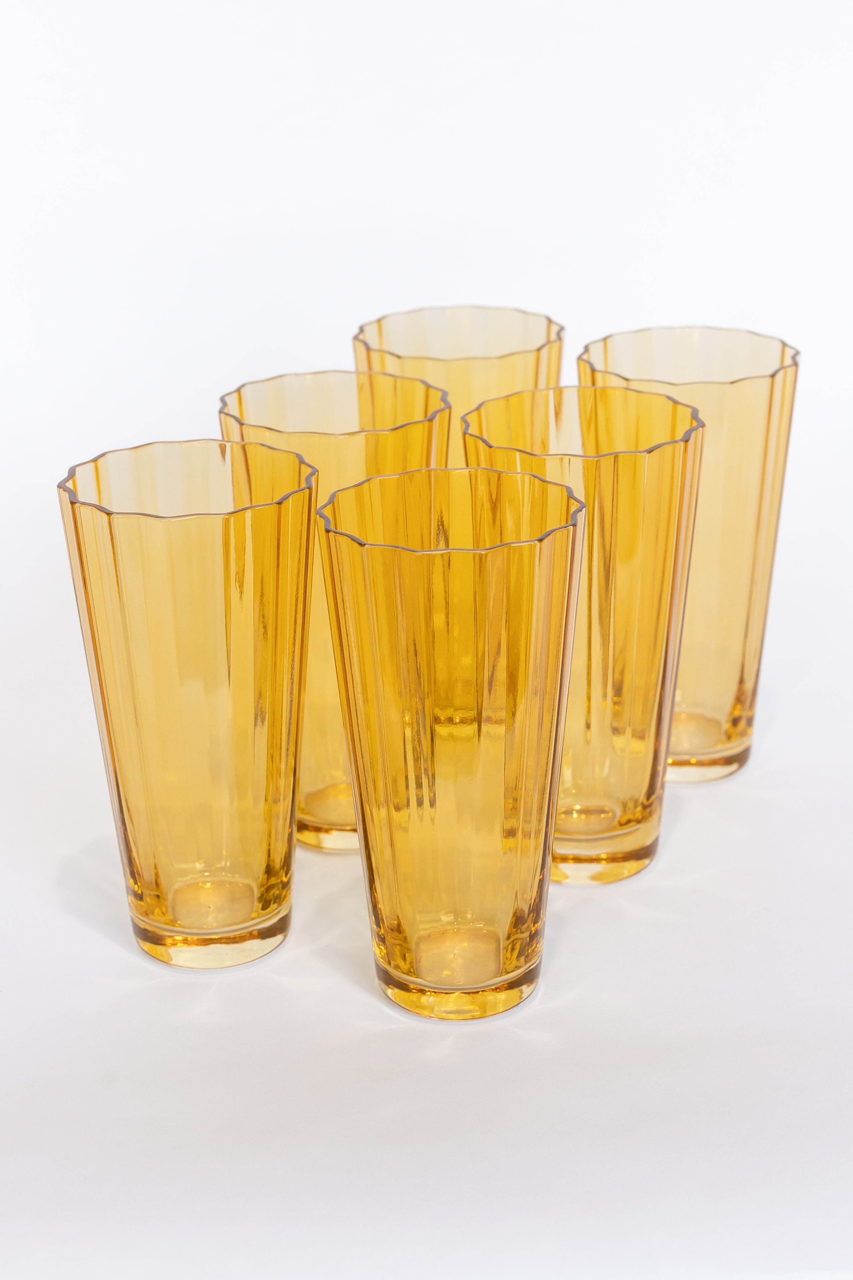 Estelle Colored Sunday Highball Glasses Set of 6 - Vibrant Yellow Drinking Glasses for Cocktails, Iced Tea & Party Drinks - Perfect for Home Bars, Dinner Parties & Summer Entertaining