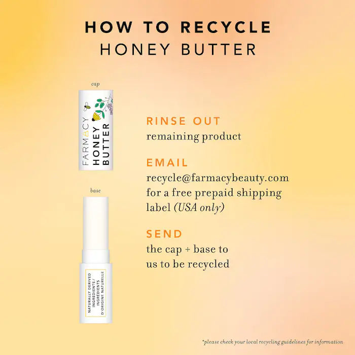 Farmacy Honey Butter Beeswax Lip Balm - Ultra Moisturizing & Nourishing for Dry, Chapped Lips - Perfect for Winter Care, Daily Hydration & On-The-Go Use