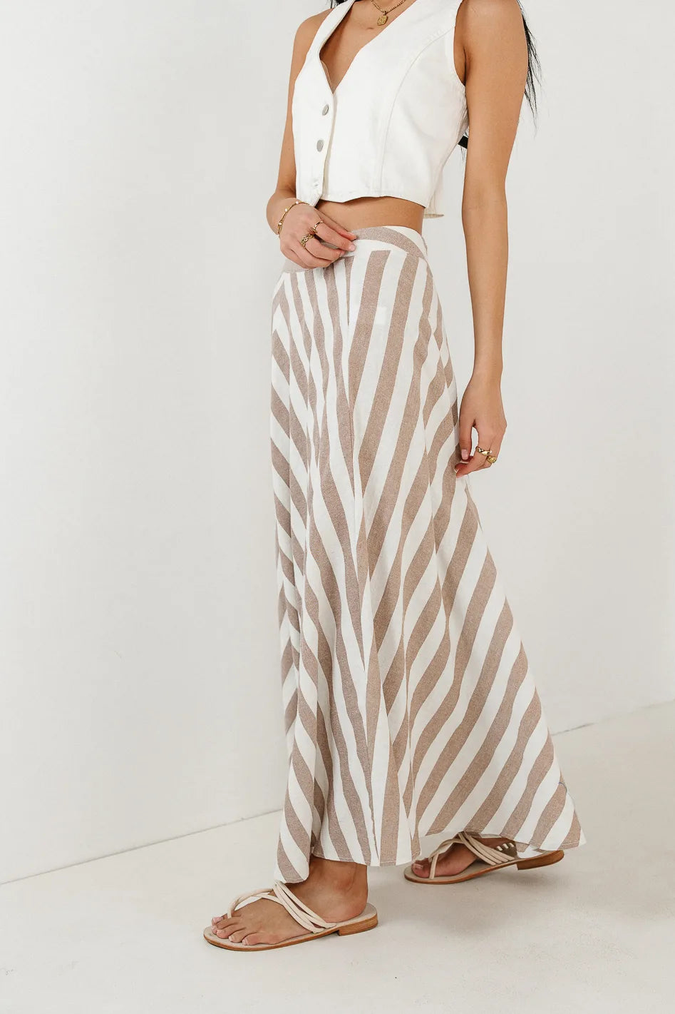 Meggy Striped Maxi Skirt - Women's Flowy Long Skirt with Elastic Waist | Perfect for Summer, Beach Vacations & Boho Outfits