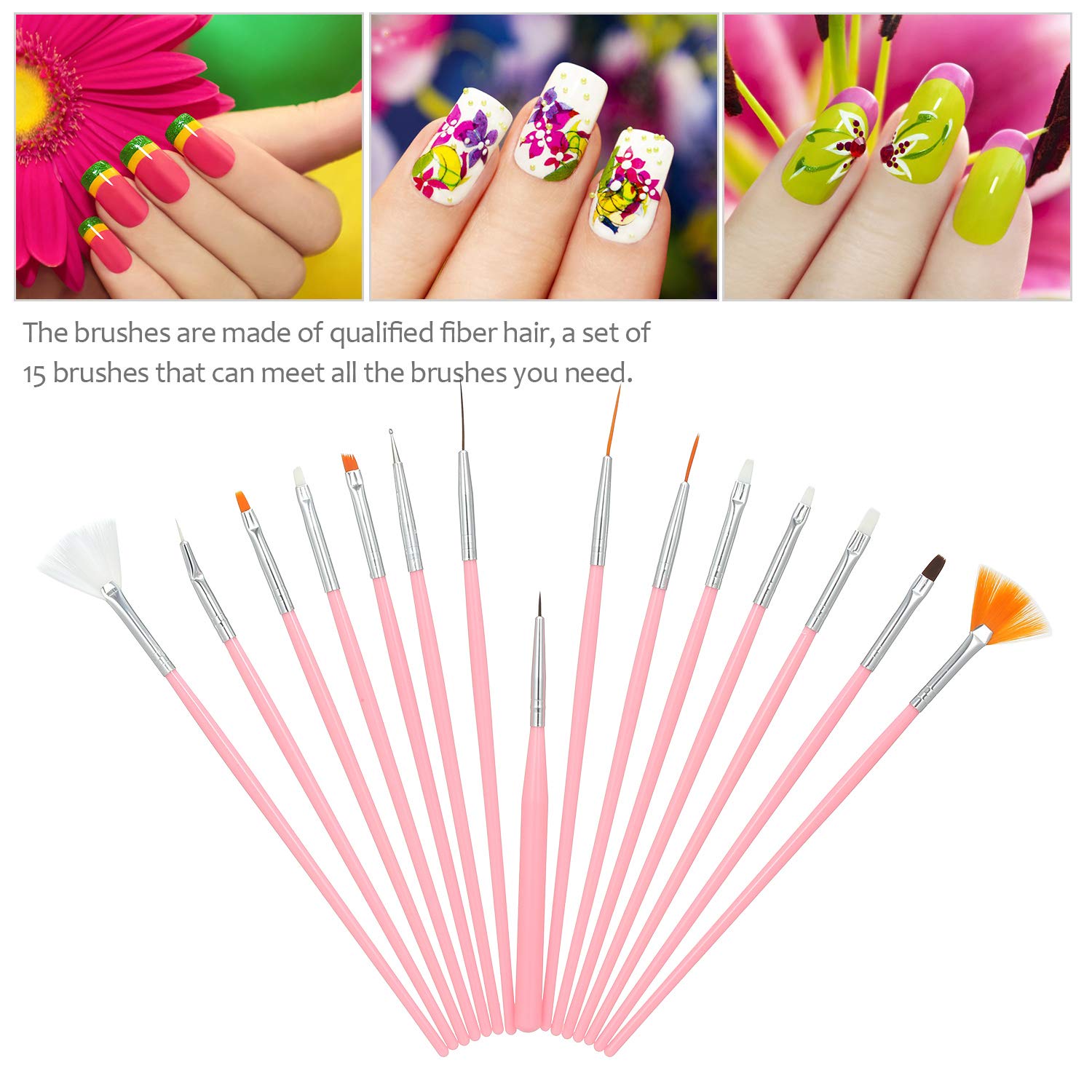 POOWE Professional Nail Art Kit with Dual-End Dotting Pens, Nail Powder Brush, Tweezer & Grip Handle - Perfect for Salon, Home Manicures & DIY Nail Designs (Multicolor)