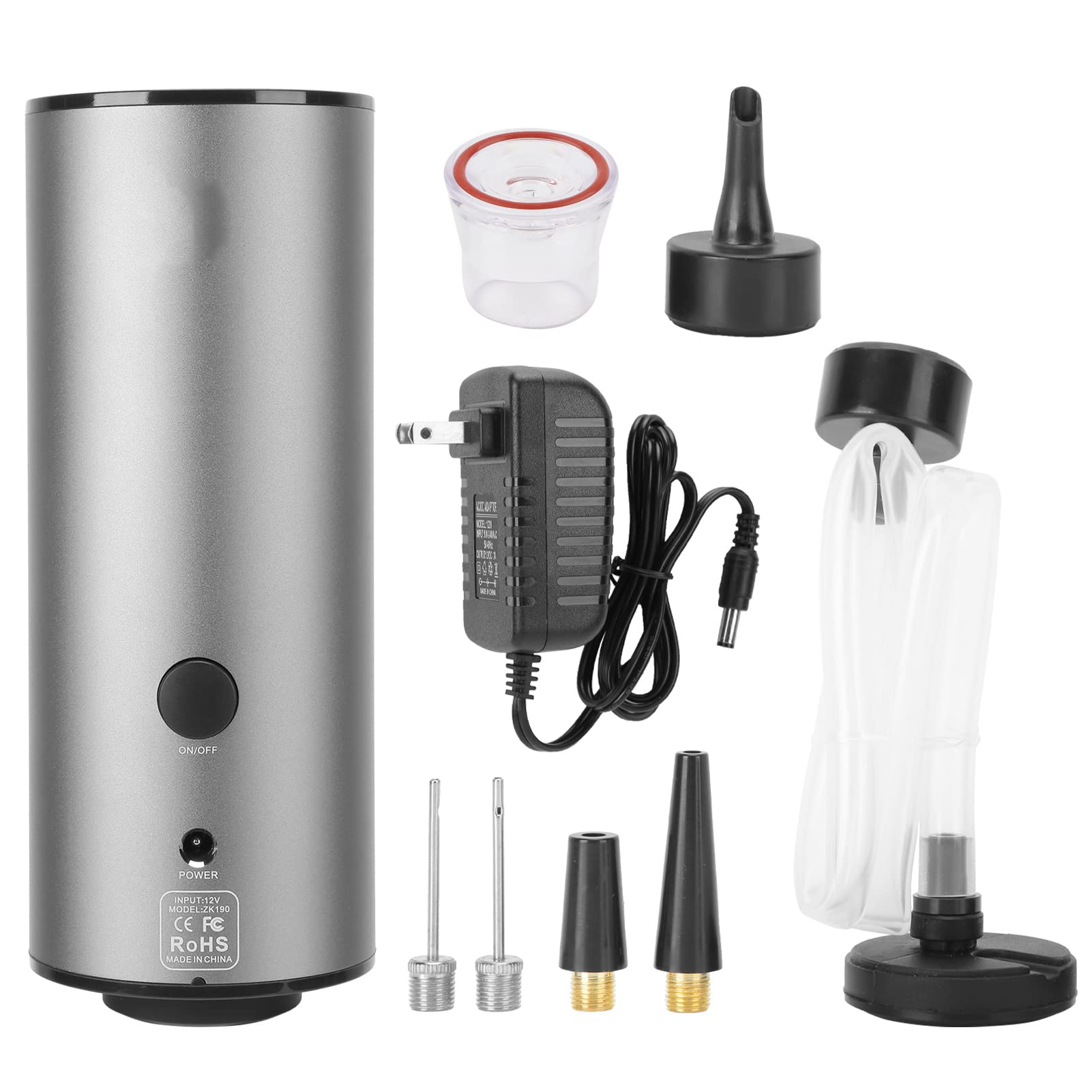 HEEPDD Portable Electric Air Pump - 100-240V Dual Use Air Vacuum & Inflation Pump for Clothes, Food Storage Bags | Compact Travel & Home Vacuum Sealer (Silver) | Perfect for Meal Prep, Travel Packing & Space Saving Storage