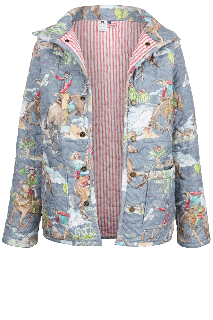 Ida Mae Birdie Quilted Snap Jacket - Women's Lightweight Chambray Denim Coat for Spring & Fall | Casual Outerwear for Brunch, Shopping & Weekend Outings