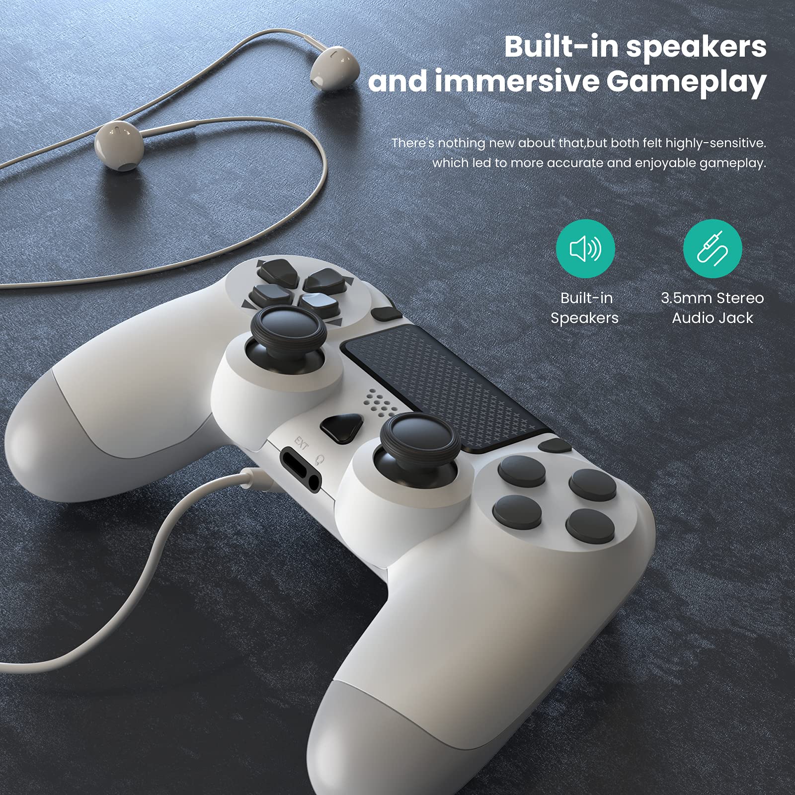 YCCSKY Wireless PS4 Controller with Dual Vibration, Audio, Touchpad & 6-Axis Gyroscope - Compatible with PS4/PS4 Pro/PS4 Slim/PC - Perfect for Gaming, Streaming & Multiplayer Sessions