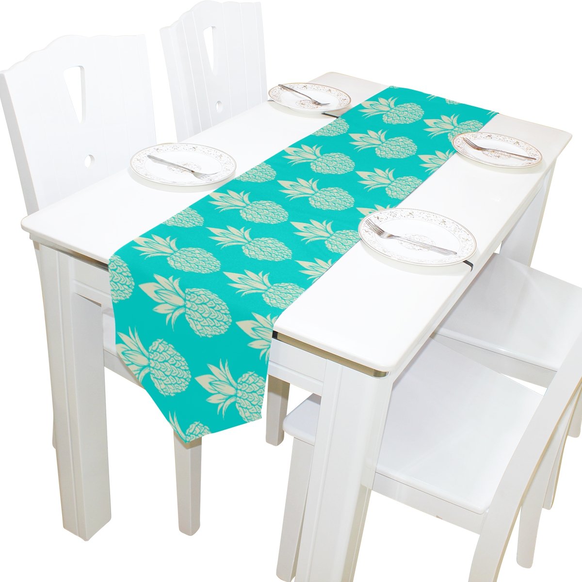 ALAZA Tropical Pineapple Table Runner - 13x70 Inch Summer Tablecloth for Wedding, Party & Banquet Decor - Elegant Coffee Table Mat for Home & Kitchen Decor (Perfect for Dining Room, Coffee Table & Event Centerpieces)