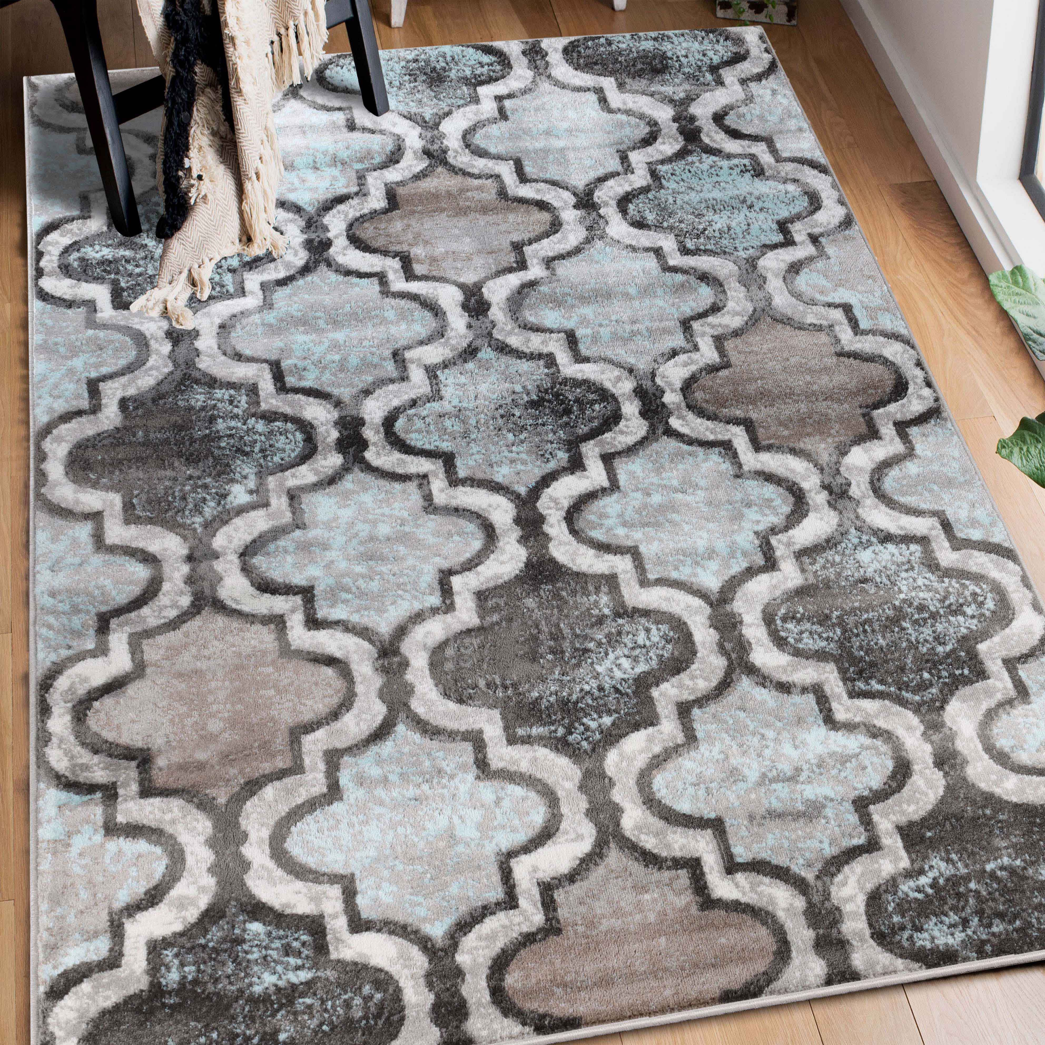 Viking Geometric Trellis Indoor Area Rug & Runner - Non-Slip Boho Chic Carpet for Living Room, Bedroom, Hallway - Perfect for Nordic Home Decor & Cozy Spaces