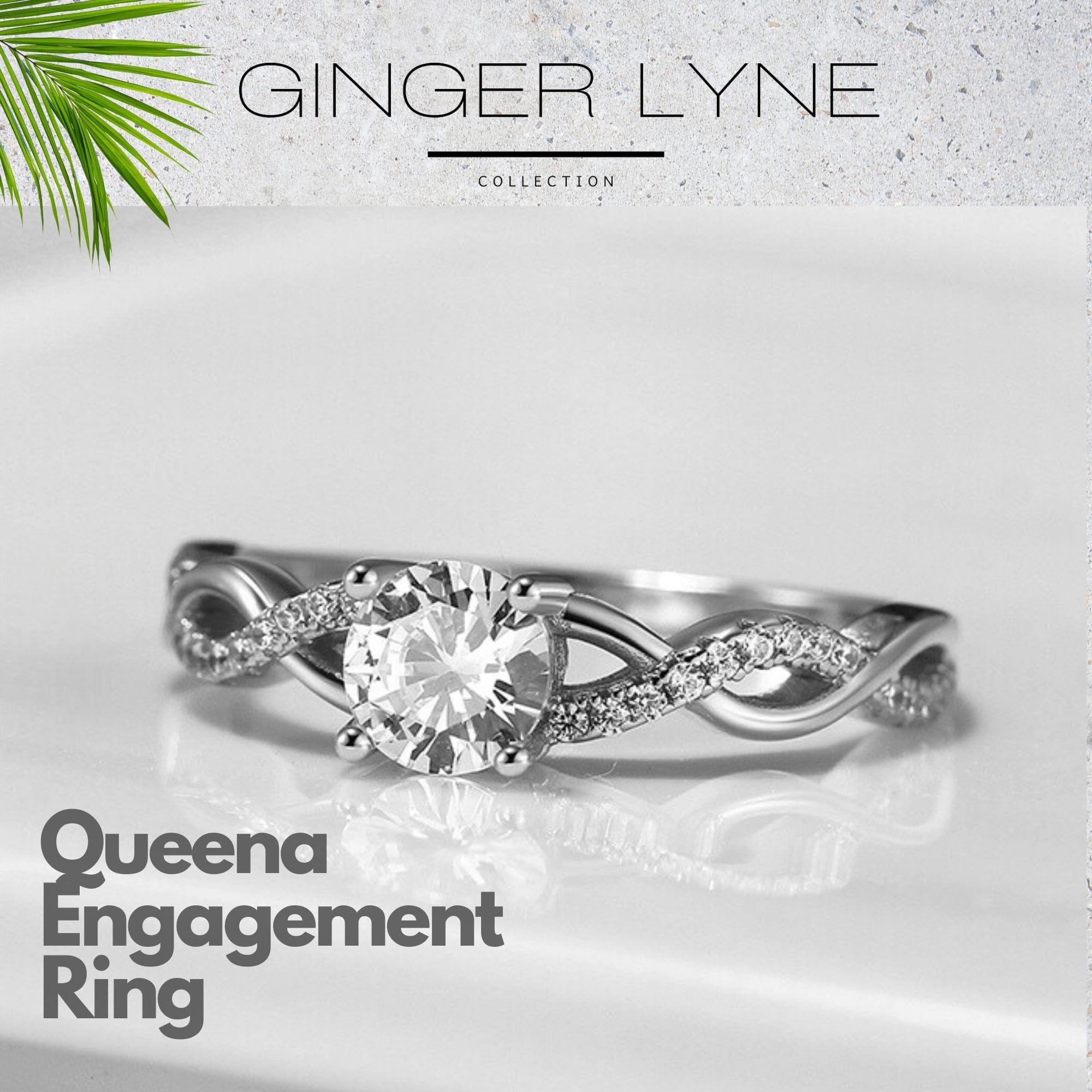 Ginger Lyne 1 Carat Twist CZ Engagement Ring for Women - 925 Sterling Silver Black Diamond Wedding Band, Size 12 | Promise Ring, Travel Jewelry & Bridal Gift for Her | Perfect for Anniversaries, Proposals & Special Occasions