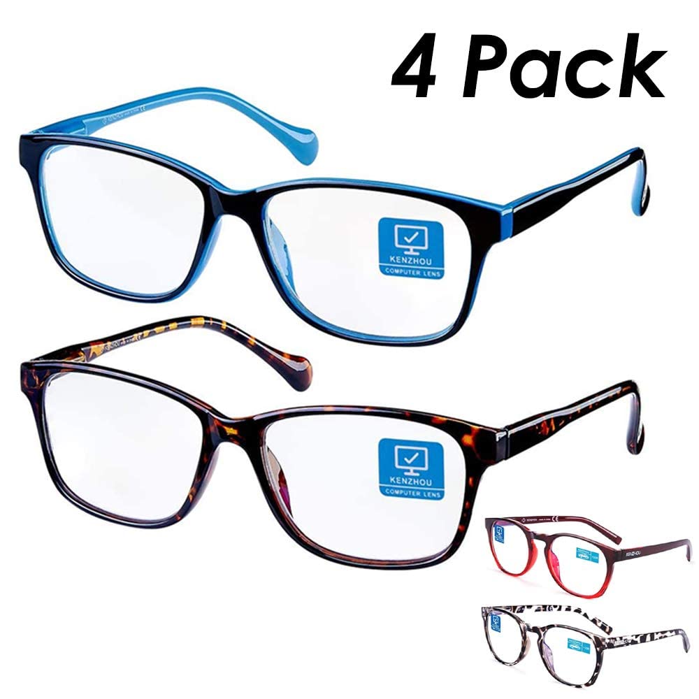 Blue Light Blocking Glasses (2 Pack) - Reduce Eye Strain for Work & Reading