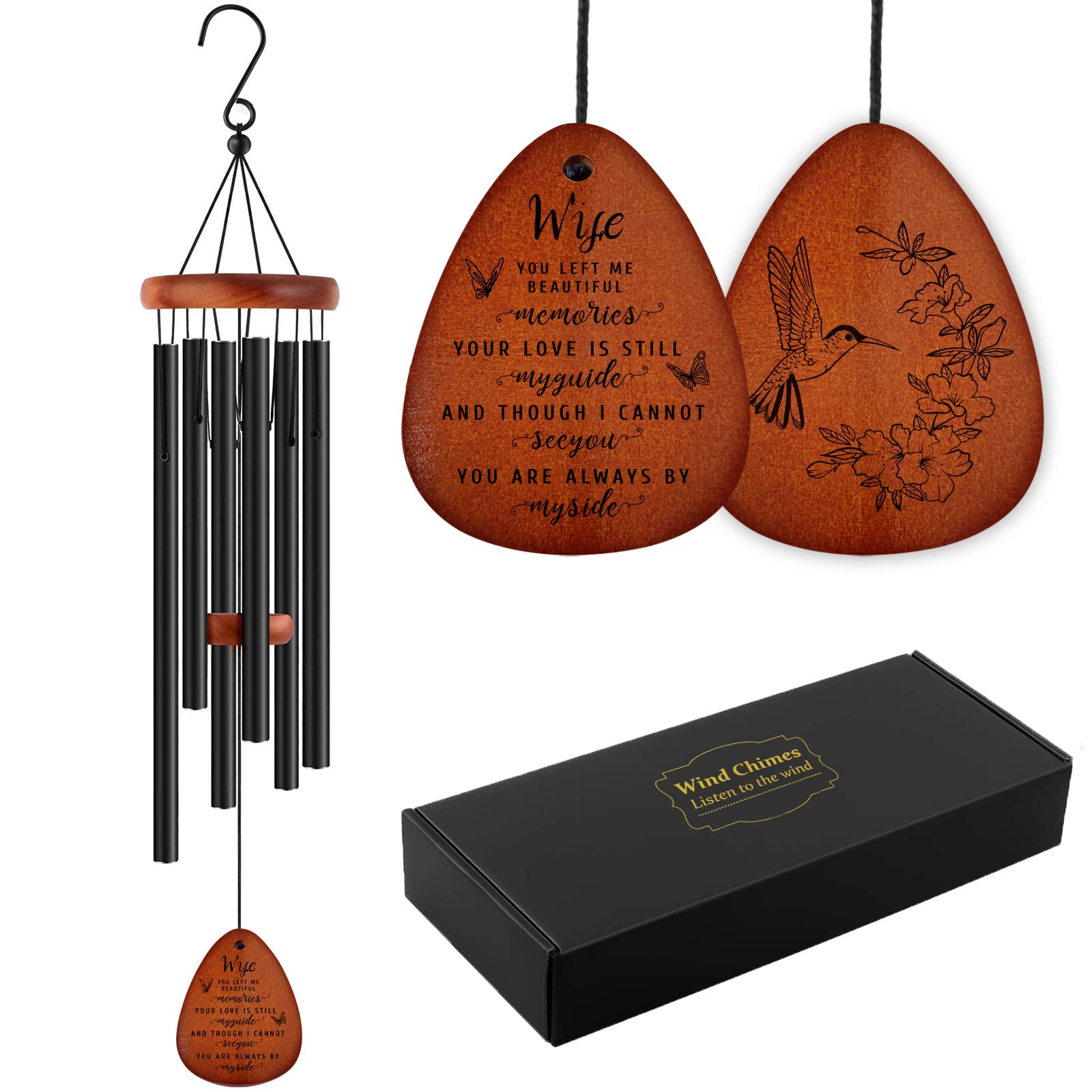 Memorial Wind Chimes for Loss of Wife - Sympathy & Bereavement Gifts for Loved Ones - Handcrafted Memorial Keepsake for Healing & Remembrance - Perfect for Gardens, Patios & Memorial Spaces