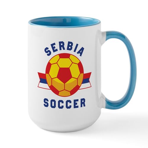 White/Blue Inside - Serbia Soccer Mugs
