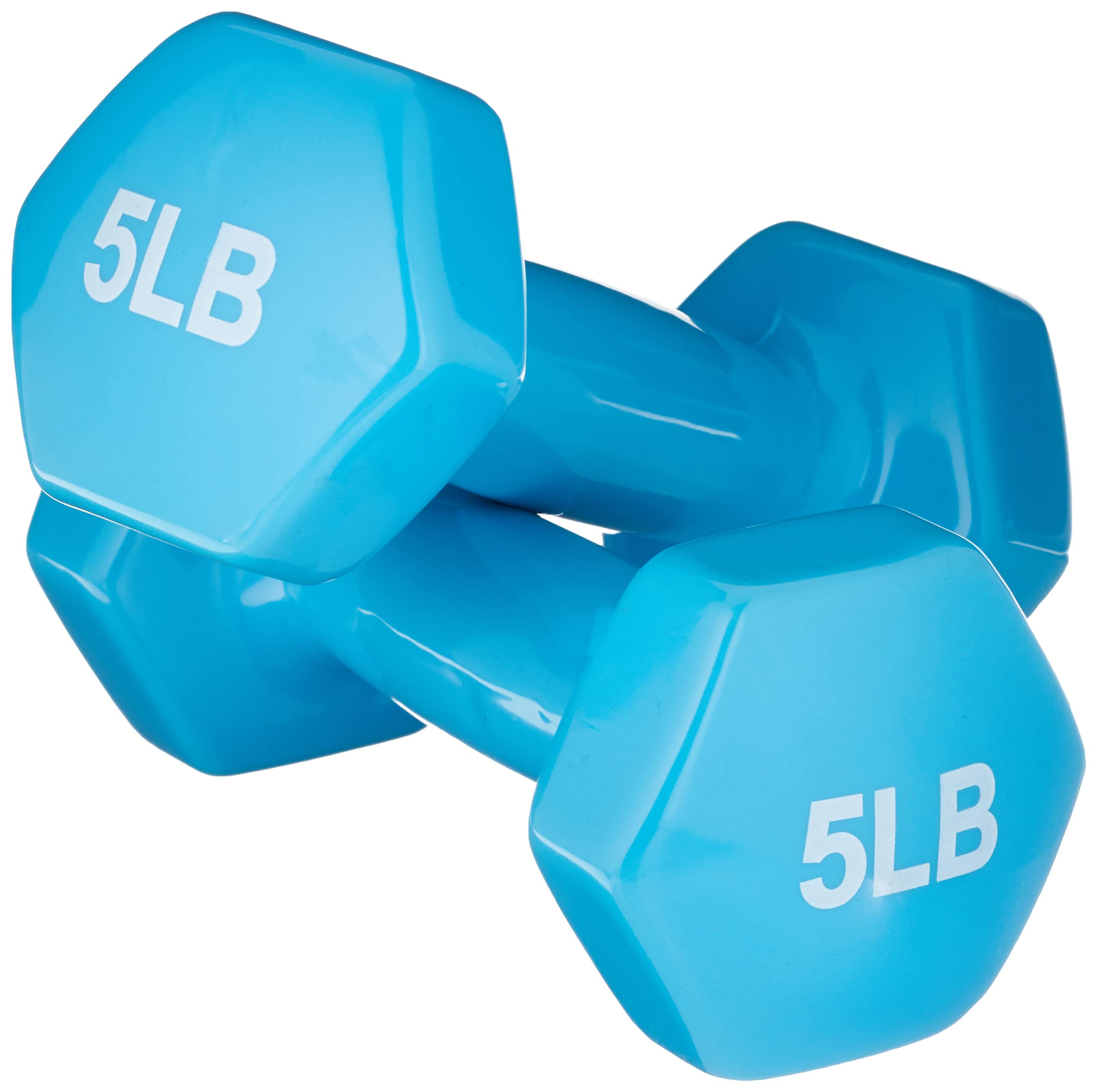Amazon Basics Vinyl Coated Dumbbell Hand Weights - 5-50 lbs Set for Home Gym, Strength Training & Fitness Workouts | Non-Slip Grip, Durable Design for Men & Women