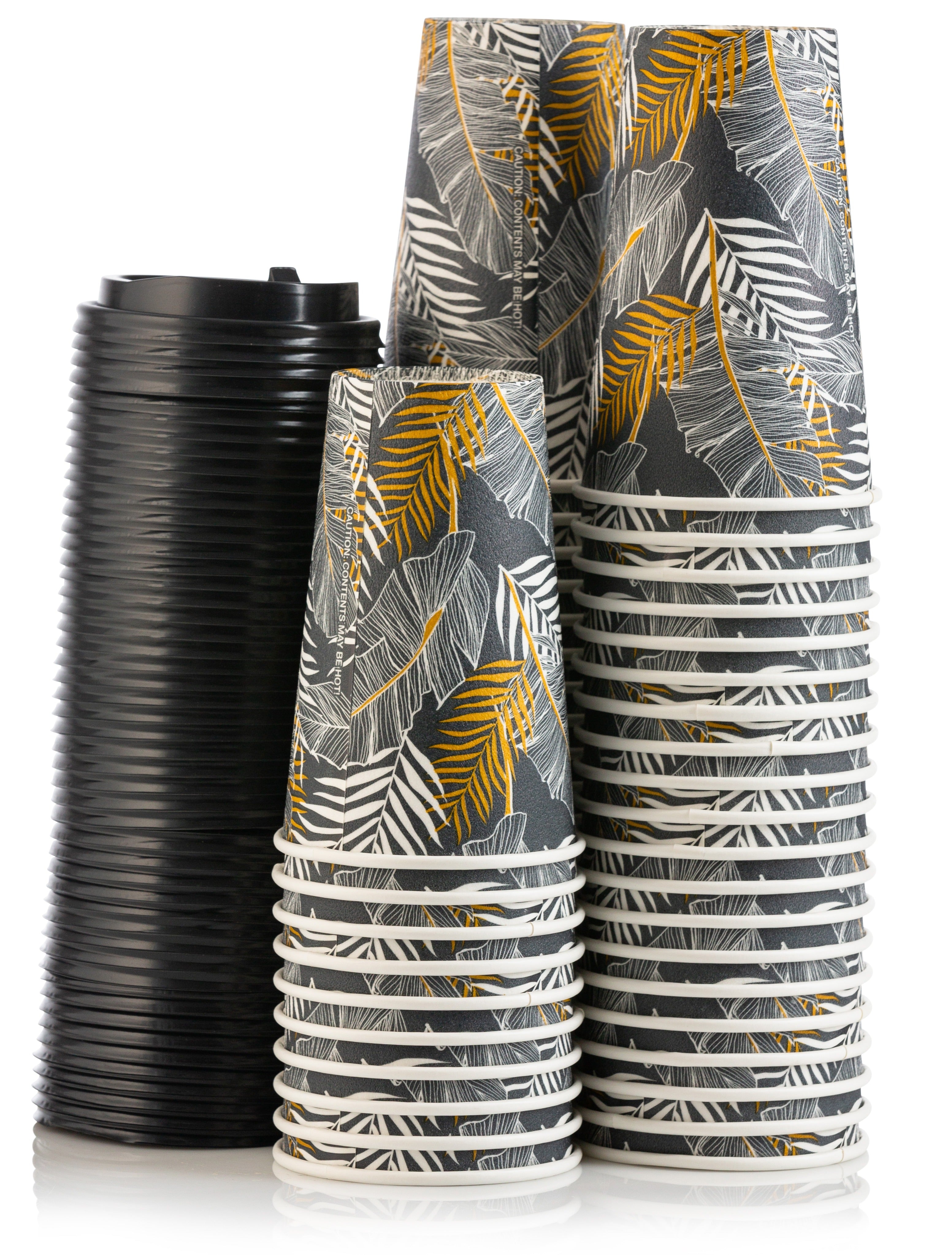 Eco-Friendly Insulated Paper Coffee Cups with Lids - 12oz/16oz Hot & Cold Drink Containers - Perfect for Coffee Shops, Offices, and Takeout Beverages