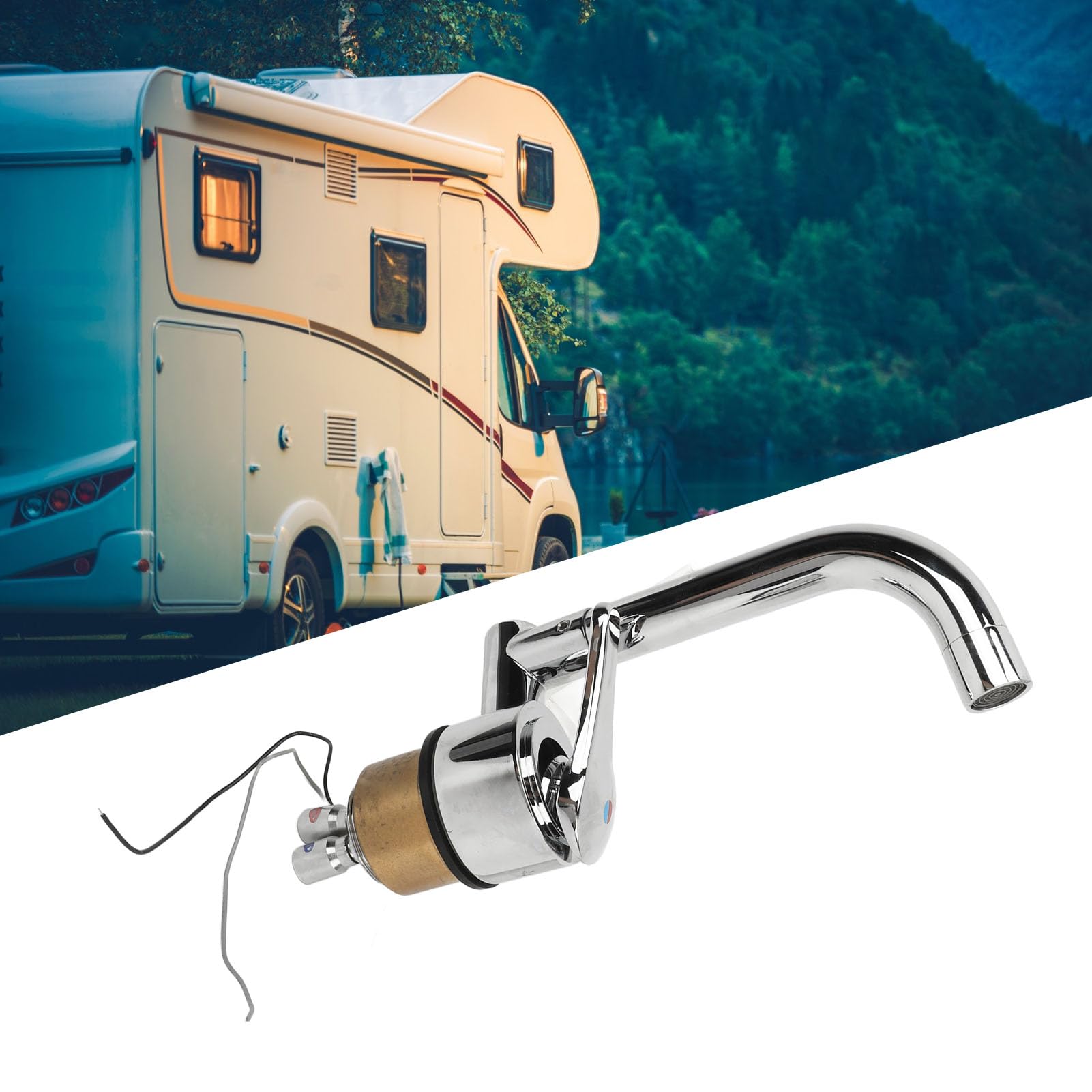 360° Rotatable RV Water Faucet - Stainless Steel Hot & Cold Water Supply for Campers, Travel Trailers, RVs | Perfect for Outdoor Camping, Road Trips & RV Living
