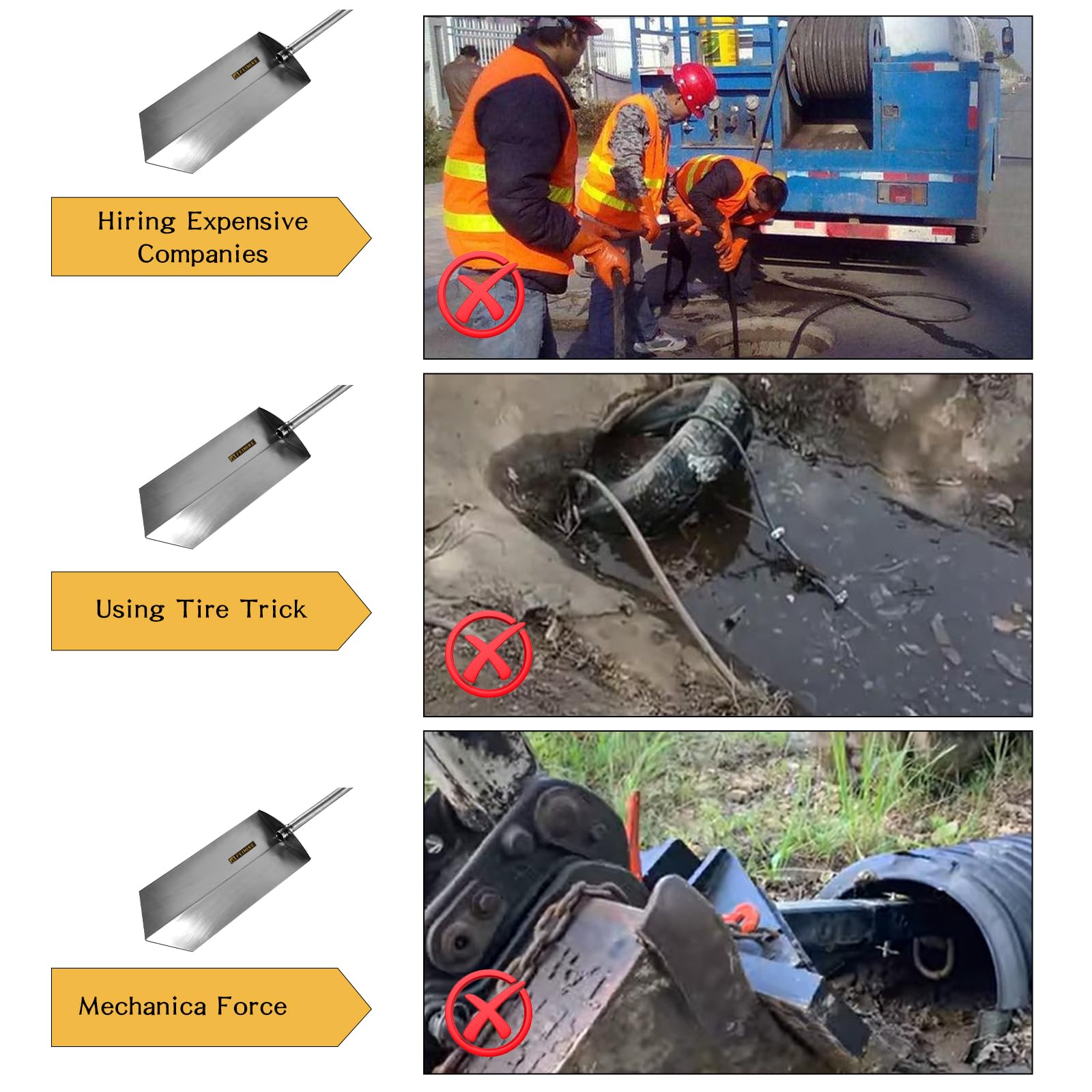 Durable Culvert Cleaning Hand Tool - Heavy Duty Culvert Shovel for Drainage Maintenance | Perfect for Storm Drains, Ditches & Sewer Pipe Cleaning