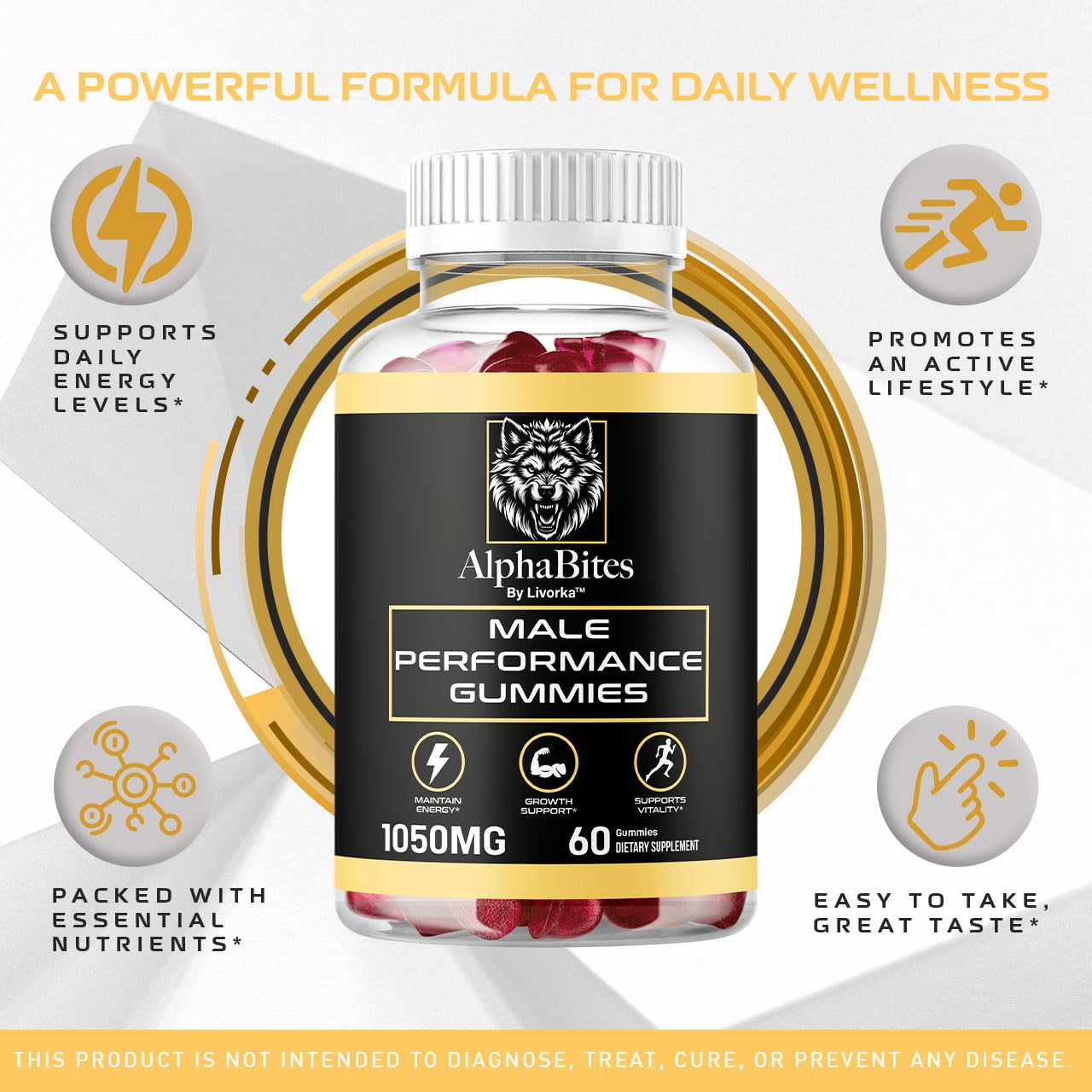(5 Pack) Alpha Bites Gummies for Men - 300 Count Multivitamin Supplement with Essential Vitamins & Minerals | Supports Energy, Immunity & Overall Health | Perfect for Daily Nutrition, Gym Recovery & Active Lifestyle