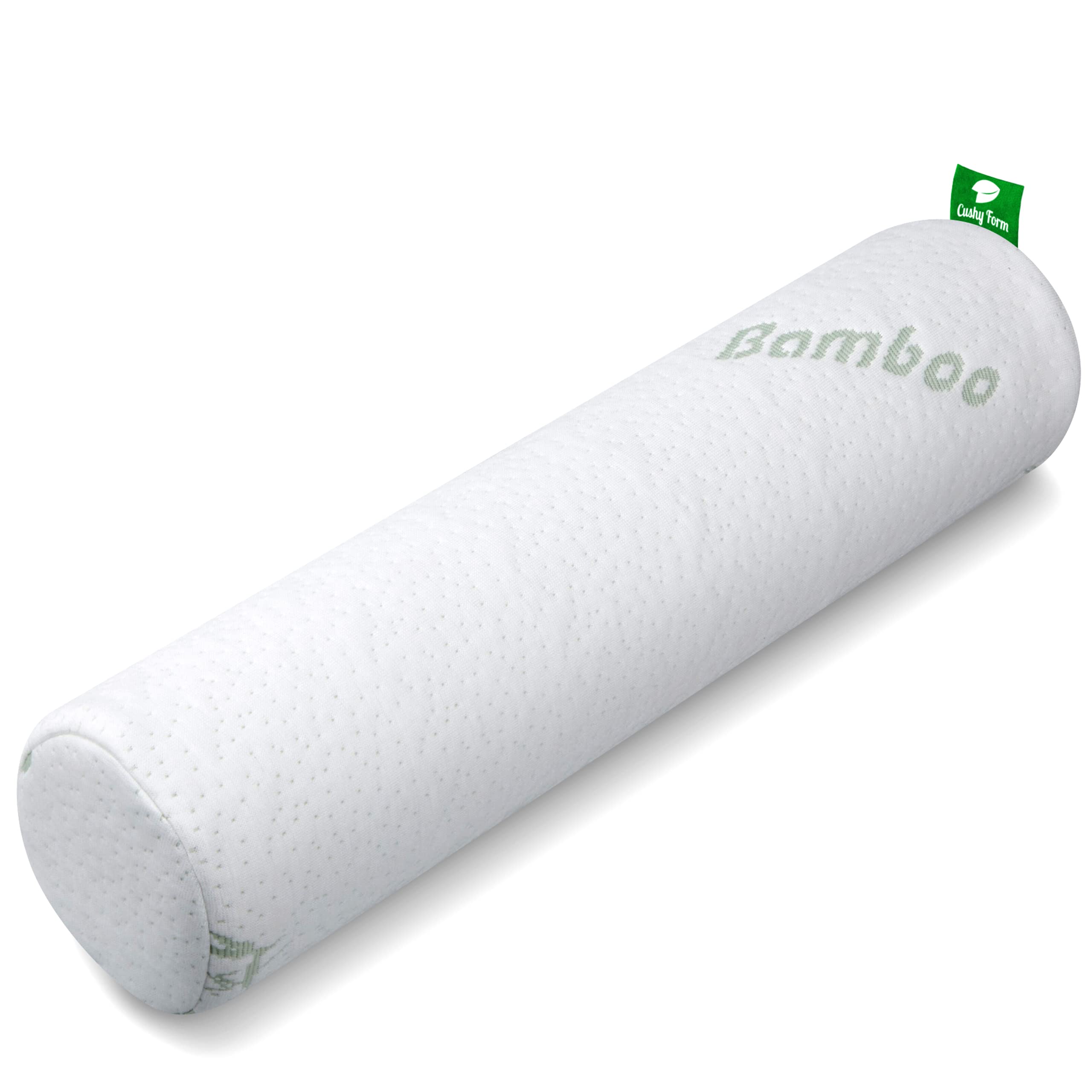 Bamboo Viscose Neck Roll Pillow with Washable Cover - Memory Foam Cylinder Pillow for Spine Support, Yoga & Travel - Orthopedic Bolster Pillow for Bed, Office & Car Comfort