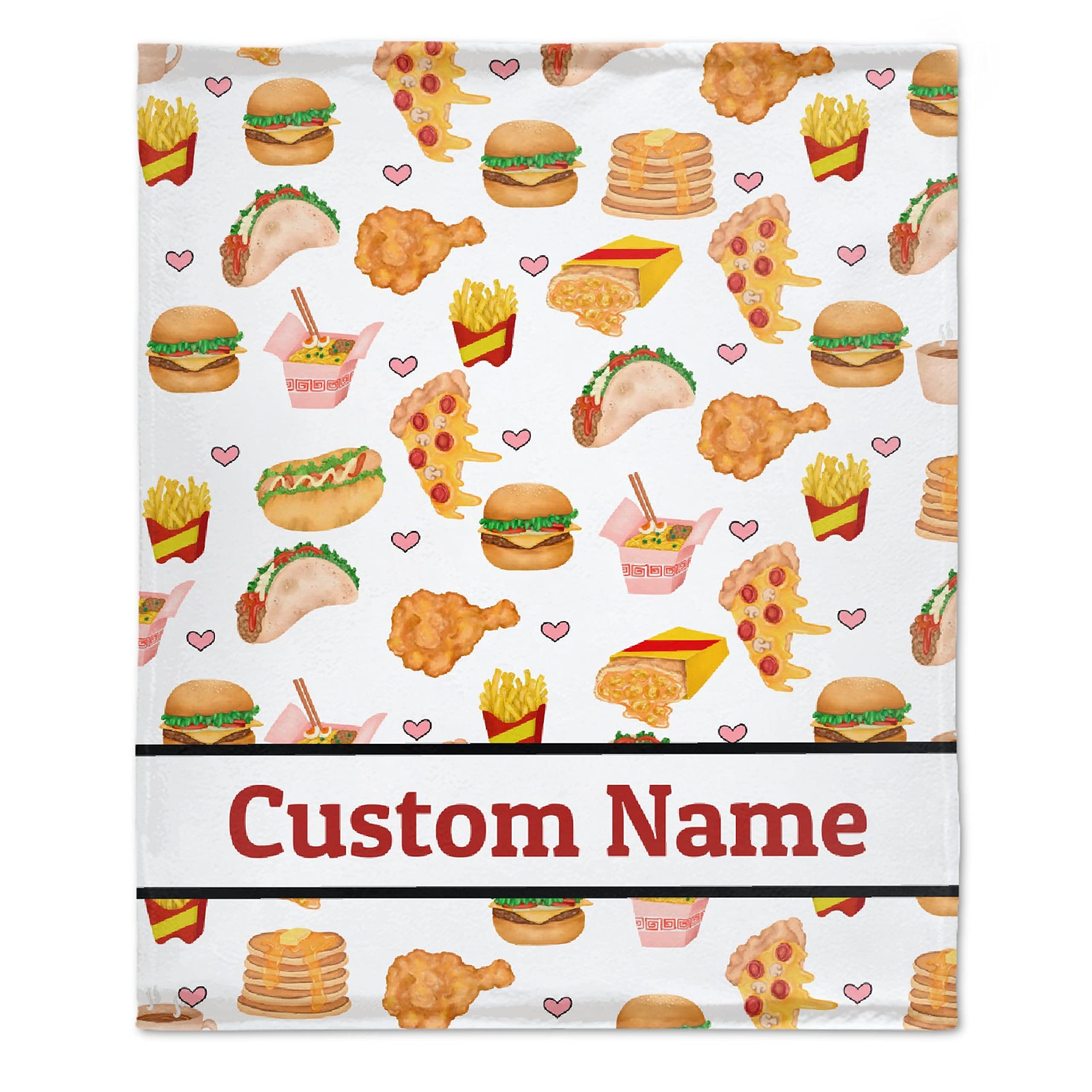 Personalized Fast Food Blanket with Name - Custom Breakfast Blanket for Kids, Boys & Girls - Ultra Soft Lightweight Flannel Throw Blanket - Perfect for Couch, Bed, Sofa & Home Decor - Great Gift for Family & Friends - Ideal for Movie Nights, Picnics & Cozy Evenings
