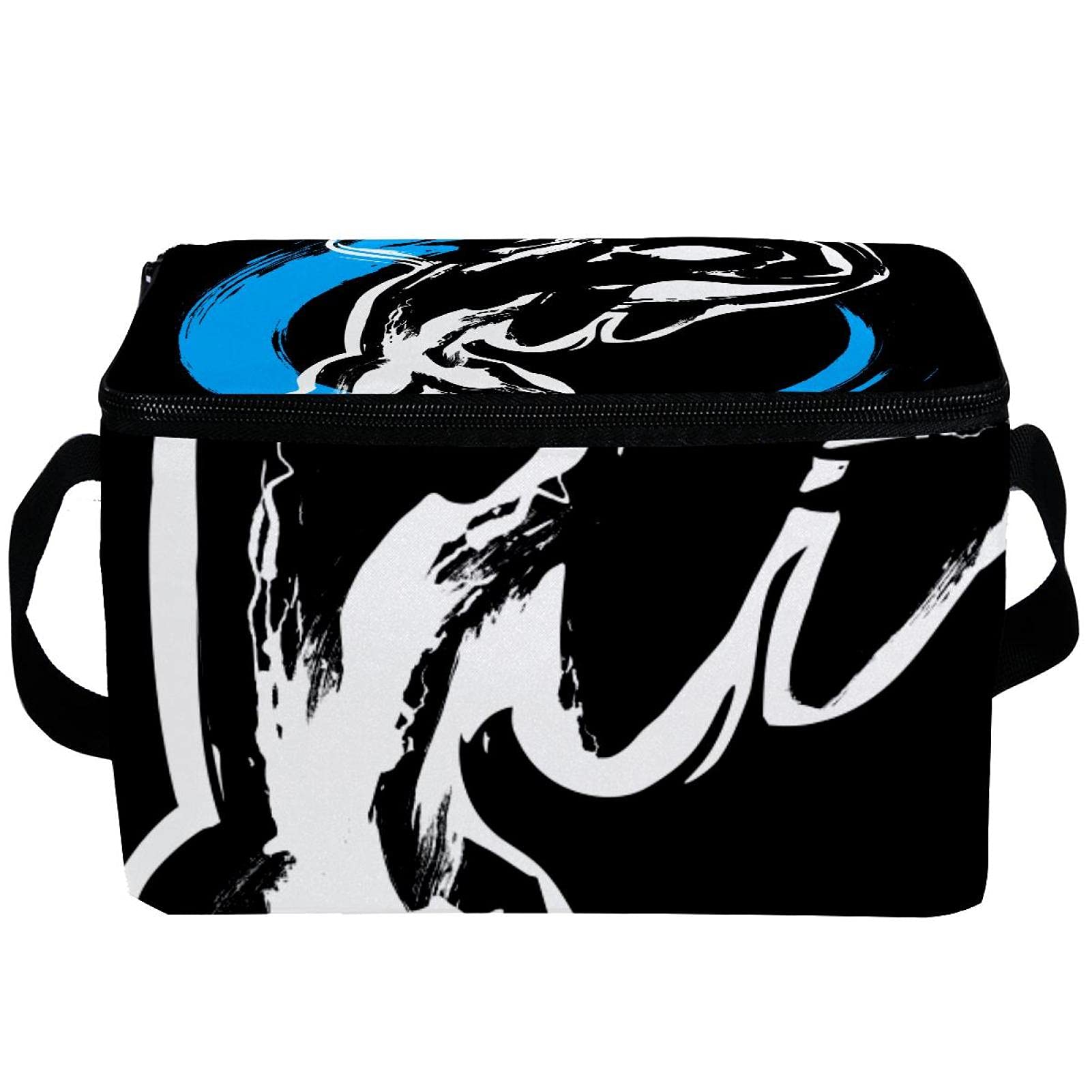 Insulated Reusable Lunch Box Cooler Bag for Adults - Thermal Shoulder Bag for Office, Work, School & Picnic - Black Killer Whale Orca Design | Perfect for Meal Prep, Outdoor Activities & Daily Commute