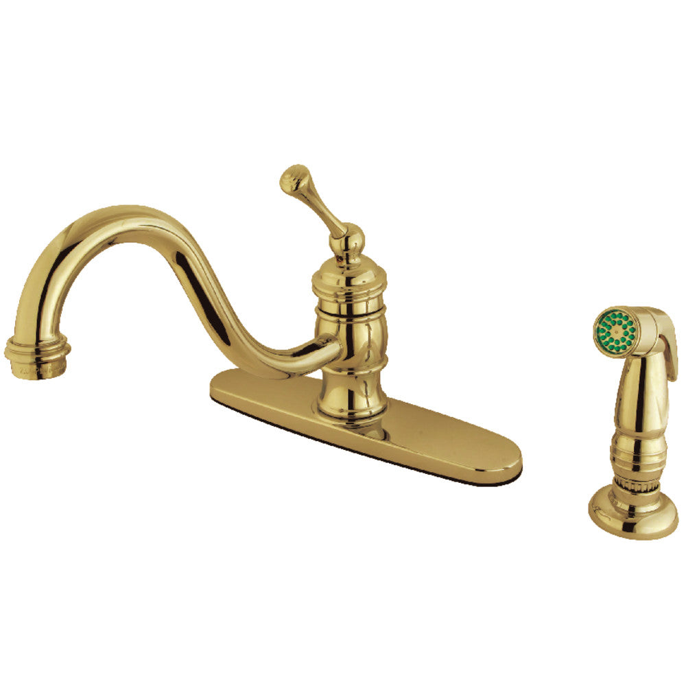 Kingston Brass KB3575BLSP 8 Inch Centerset Kitchen Faucet - Modern Single Handle Pull-Down Sprayer Faucet for Sink, Perfect for Home Kitchen & RV Use