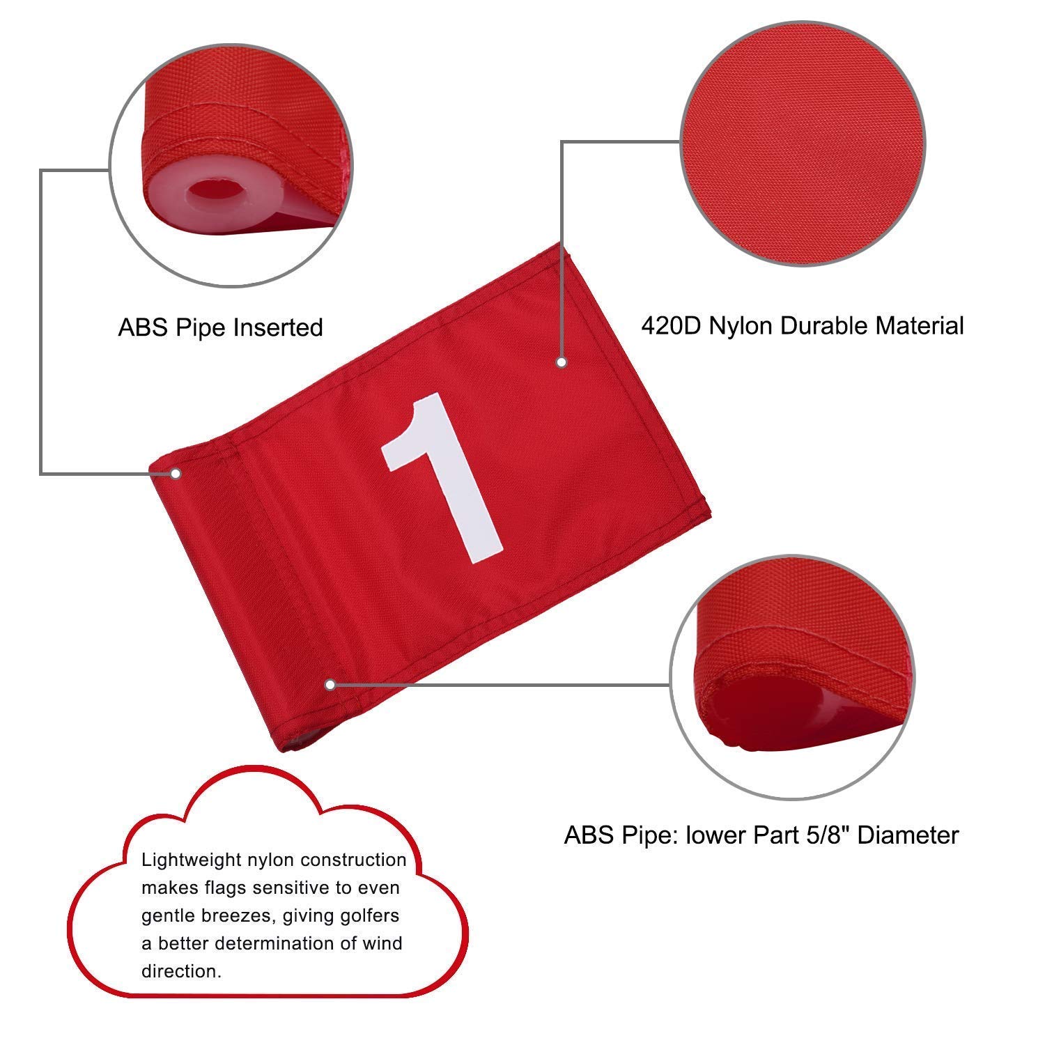 KINGTOP Numbered Golf Flag with Tube Inserted - 8