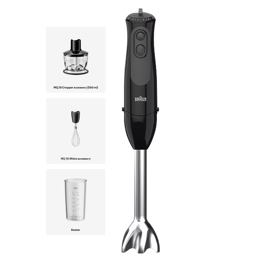 Braun MultiQuick 3 Vario Hand Blender - 500W Immersion Blender with 2 Speed Settings & Whisk Attachment - Perfect for Smoothies, Soups, Sauces & Baby Food - Kitchen & Cooking Essential