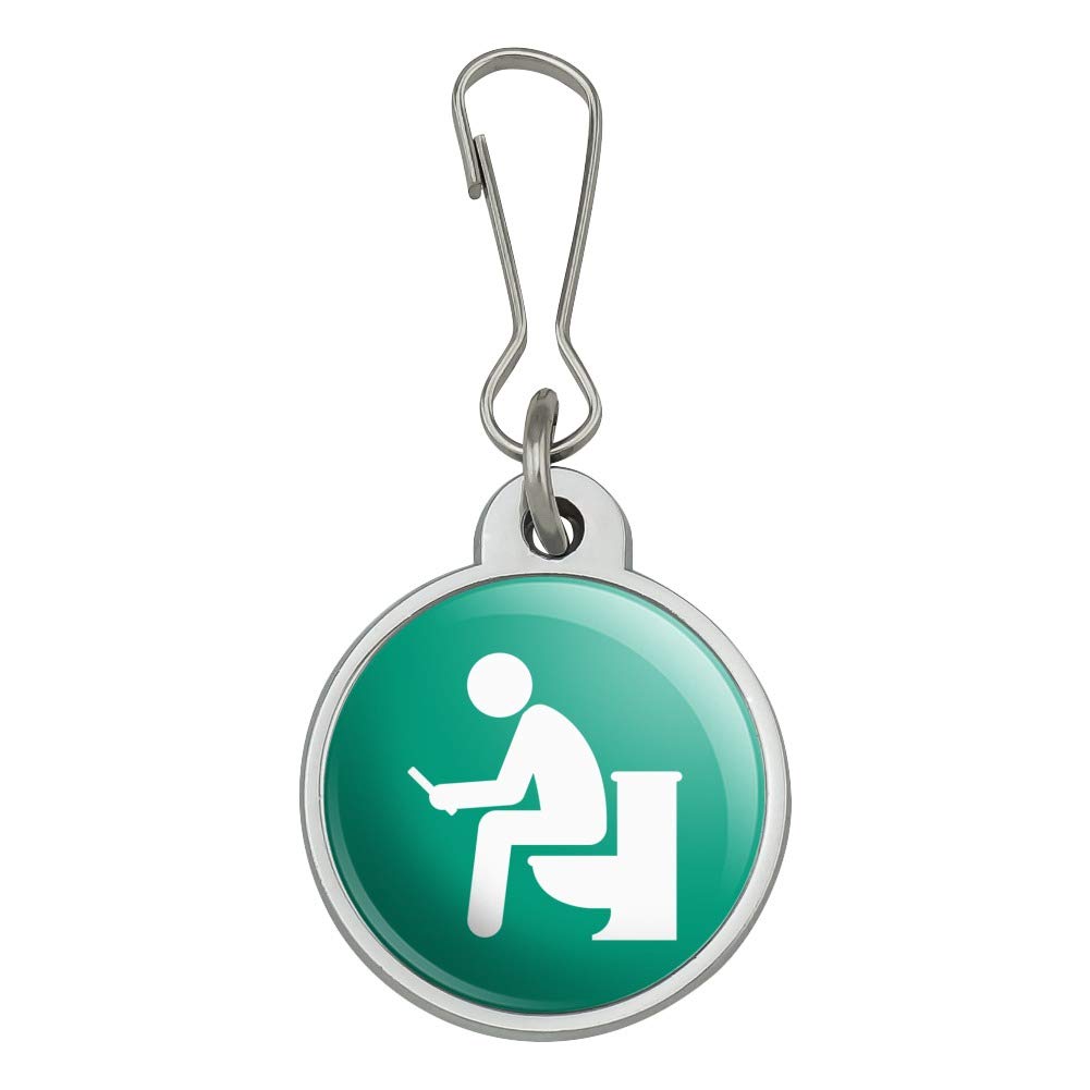 Funny Man Pooping on Toilet Zipper Pull Charm - Cute Luggage Backpack Purse Accessory for Travel, Handbag & Suitcase Decoration - Perfect Gift for Prank Lovers