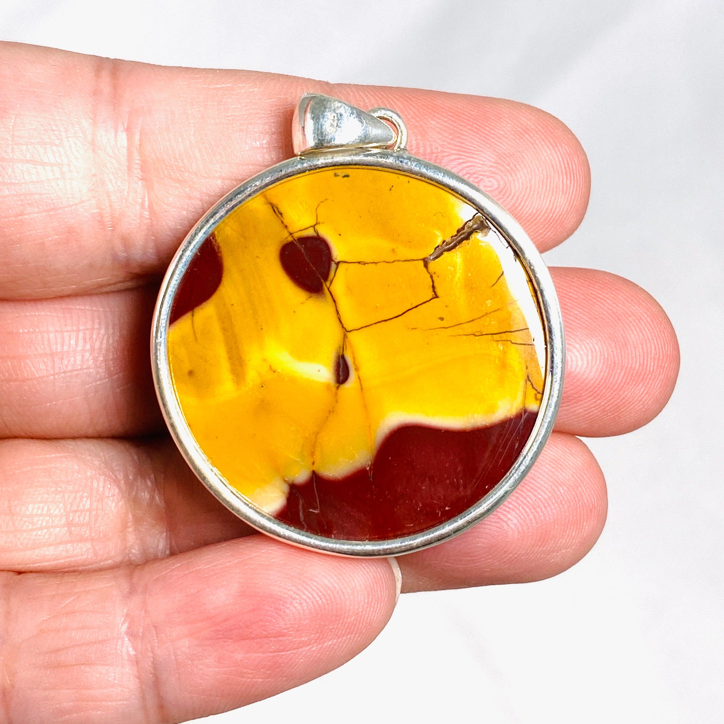 Natural Mookaite Round Pendant Necklace KPGJ4146 - Handmade Gemstone Jewelry for Women, Healing Crystal Gift for Meditation & Spiritual Energy