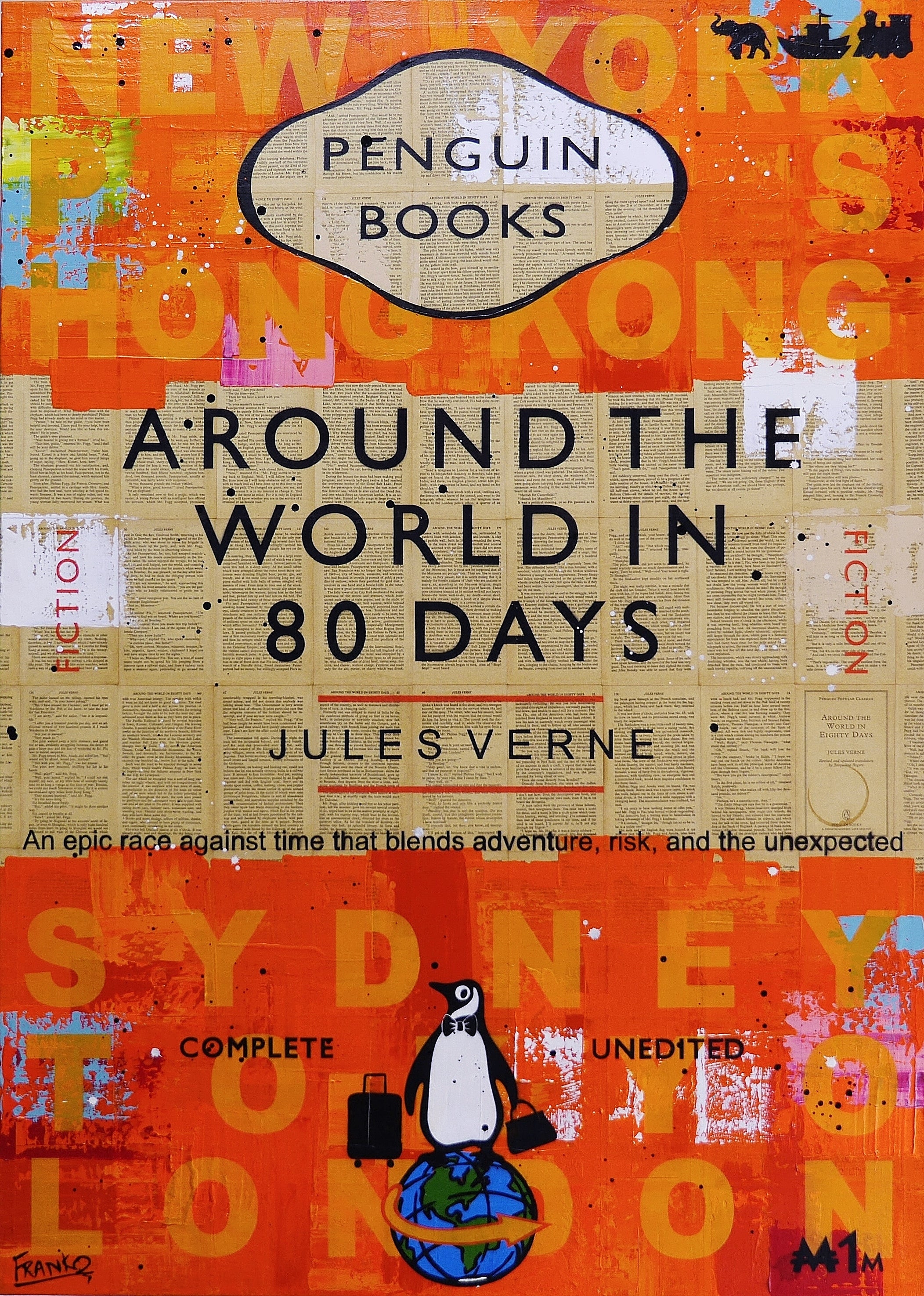 80 Days Urban Pop Book Club Painting - 100cm x 140cm Modern Art Wall Decor for Living Room, Bedroom & Office | Perfect Gift for Book Lovers & Literary Enthusiasts