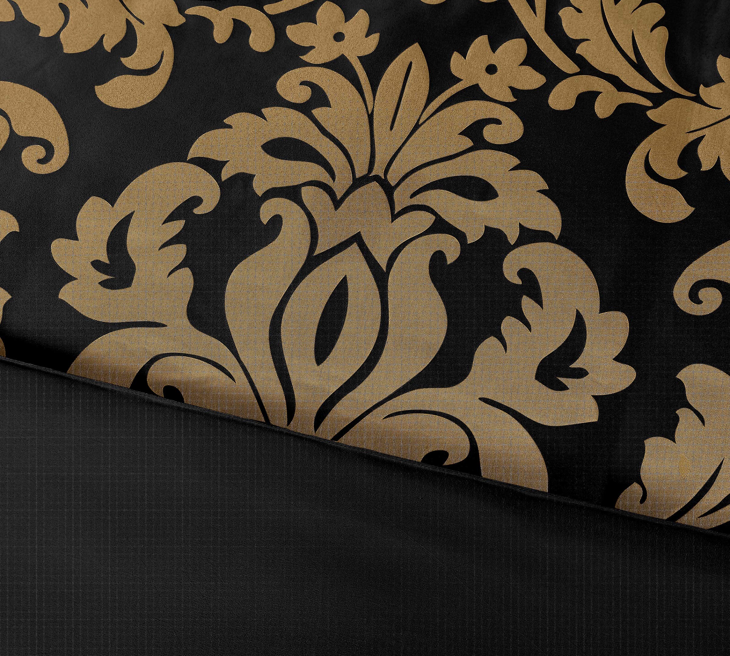 Chezmoi Collection 7-Piece Jacquard Floral Comforter Set - King Size Luxury Bedding with Black Gold Design | Complete Bed-in-a-Bag Set for Master Bedroom Decor & Guest Room Upgrade
