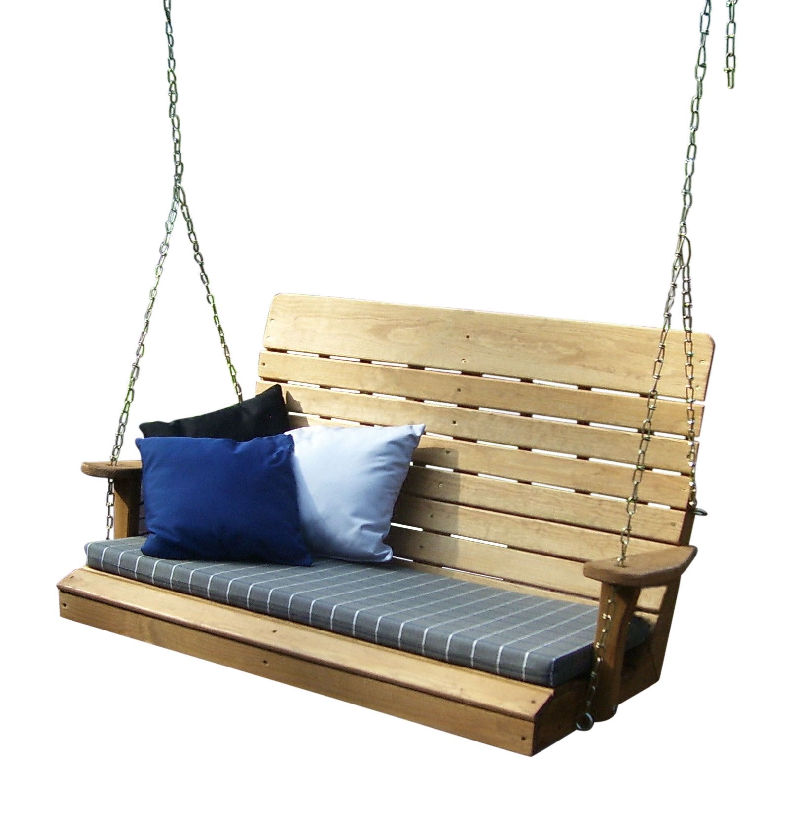 A & L Furniture Pressure Treated Pine Highback Porch Swing - Outdoor Patio Garden Bench for Relaxing in Backyard, Deck or Porch