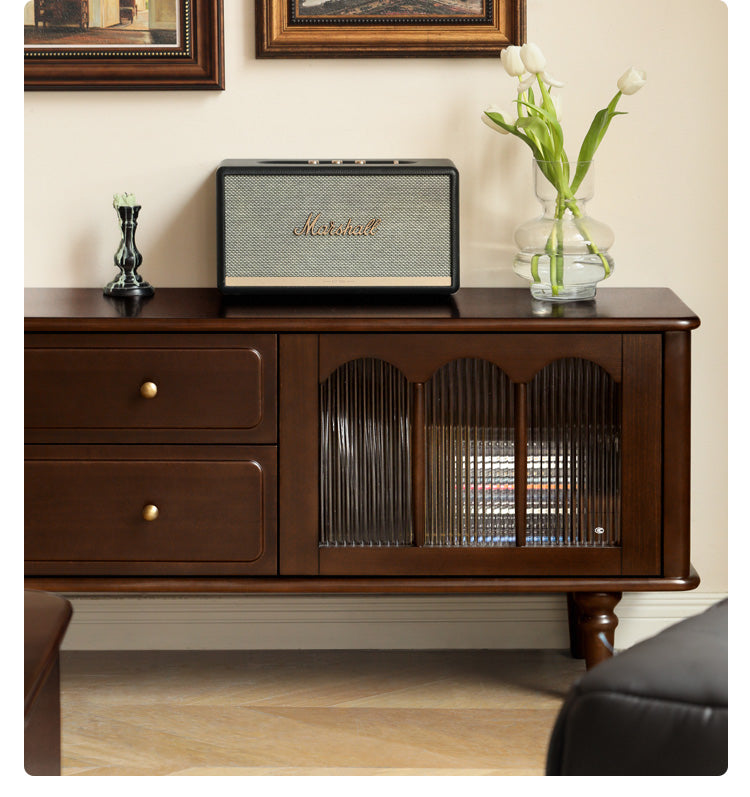 Stylish Poplar Solid Wood TV Stand - American Modern Design for Living Room & Home Theater Setup
