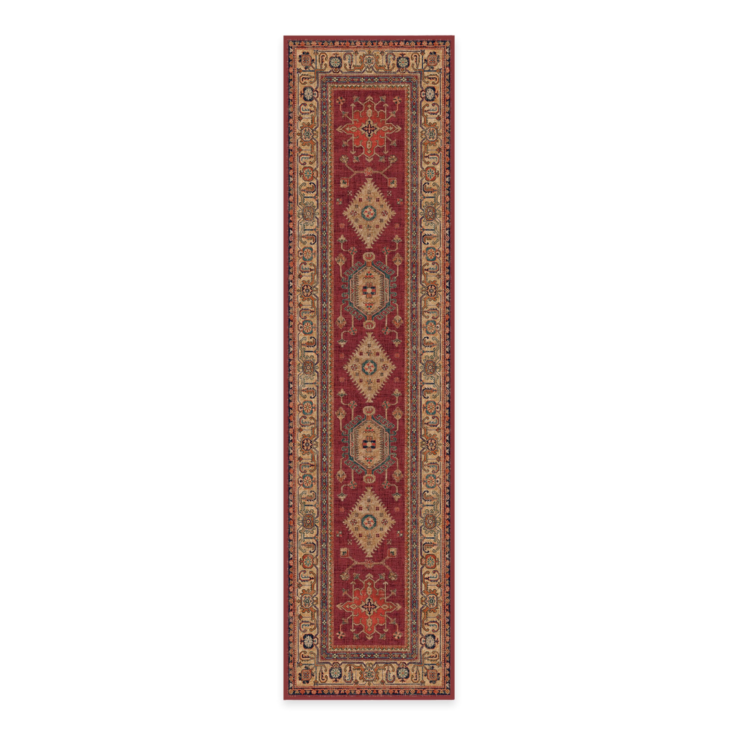 Washable 2x10 Runner Rug by Ruggable - Cambria Ruby Red, Non-Slip Premium Hallway & Kitchen Rug for Entryway, Living Room, Bedroom & Office | Easy Clean & Durable with Gripper Pad | Perfect for High Traffic Areas & Pet-Friendly Homes