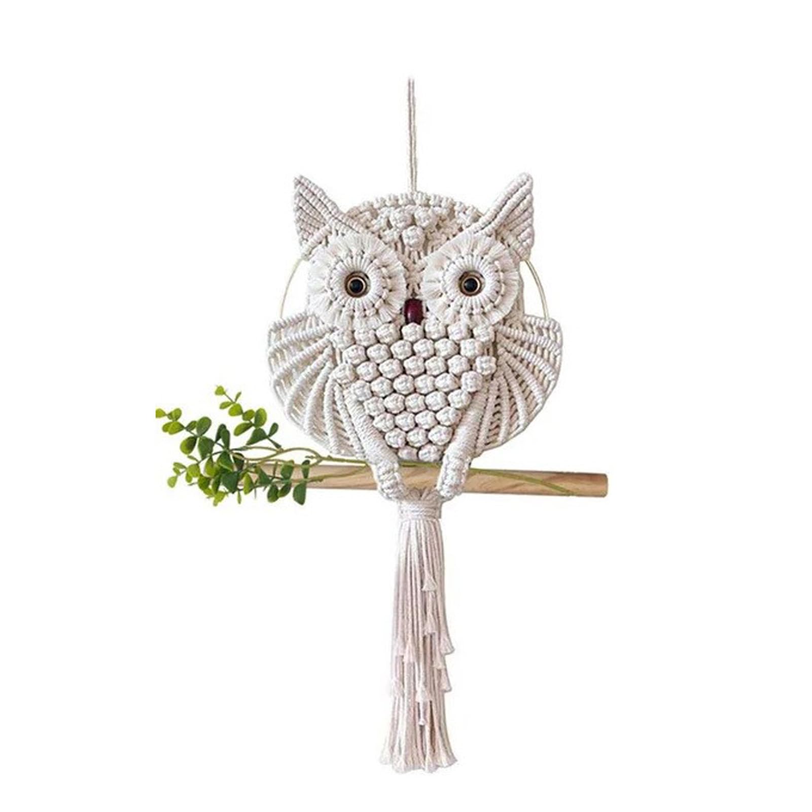 Handmade Owl Macrame Wall Hanging - Bohemian Woven Owl Dreamcatcher Wall Art Decor, Cotton Macrame Home Decor for Living Room, Bedroom, Nursery - Perfect for Boho Chic Home Decor & Gift Giving
