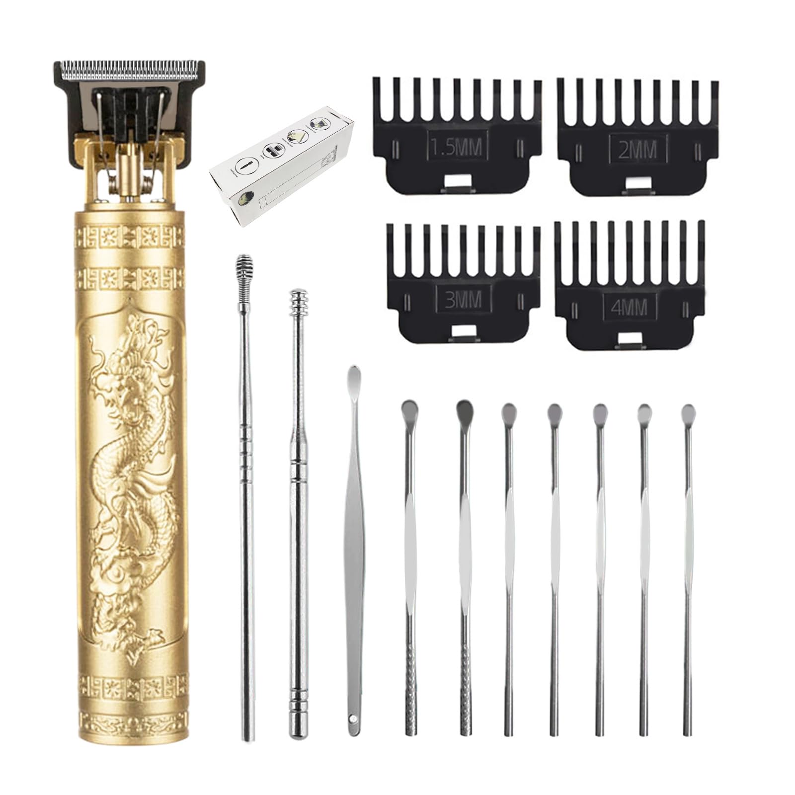 Professional Cordless Hair Clippers for Men - Rechargeable Hair Trimmer with 10 Attachments (Including Earpick) - Perfect for Home Haircuts, Beard Trimming & Personal Grooming