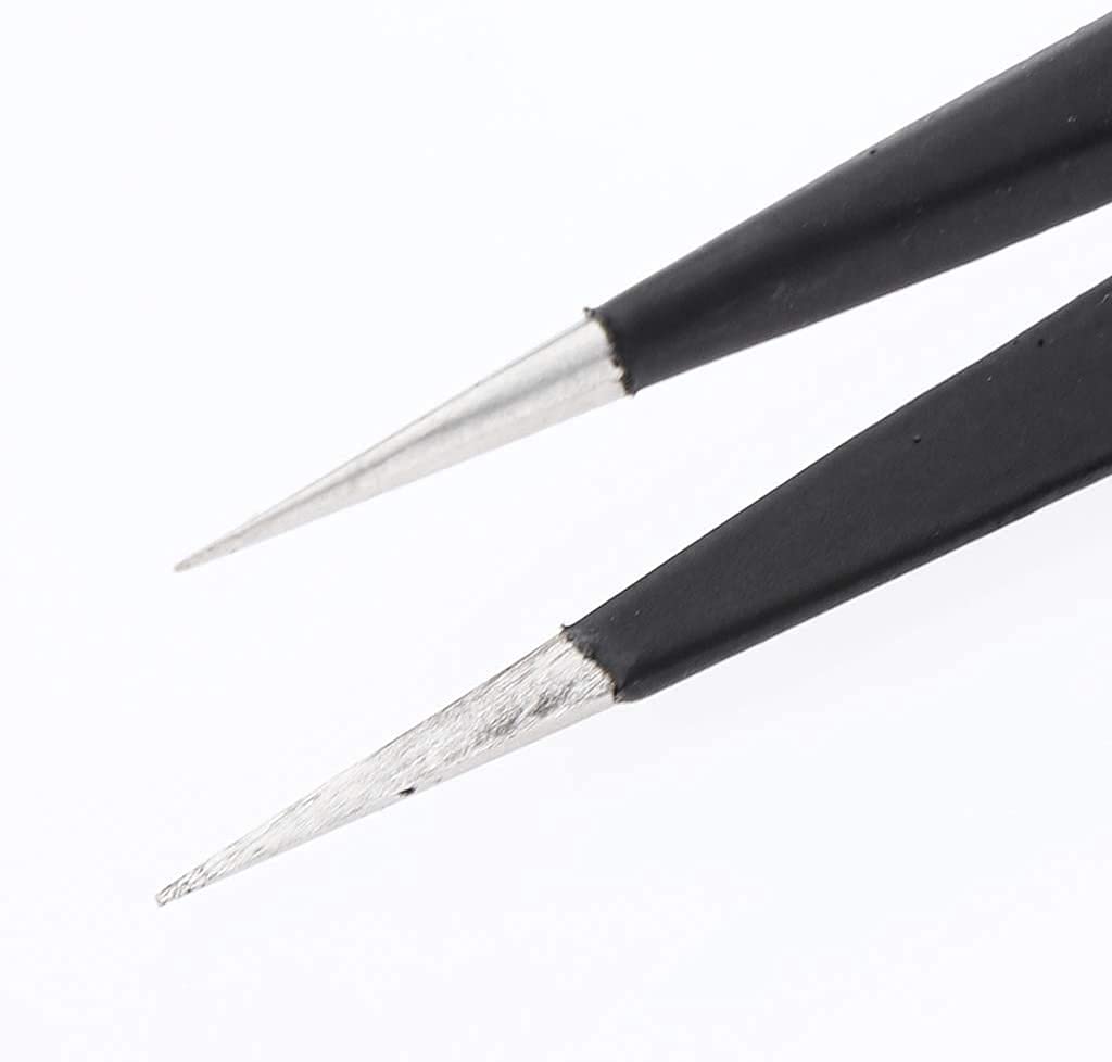 Stainless Steel Eyelash Extension Tweezers - Professional Makeup Tools (Black Straight) for Lash Artists & DIY Beauty Enthusiasts
