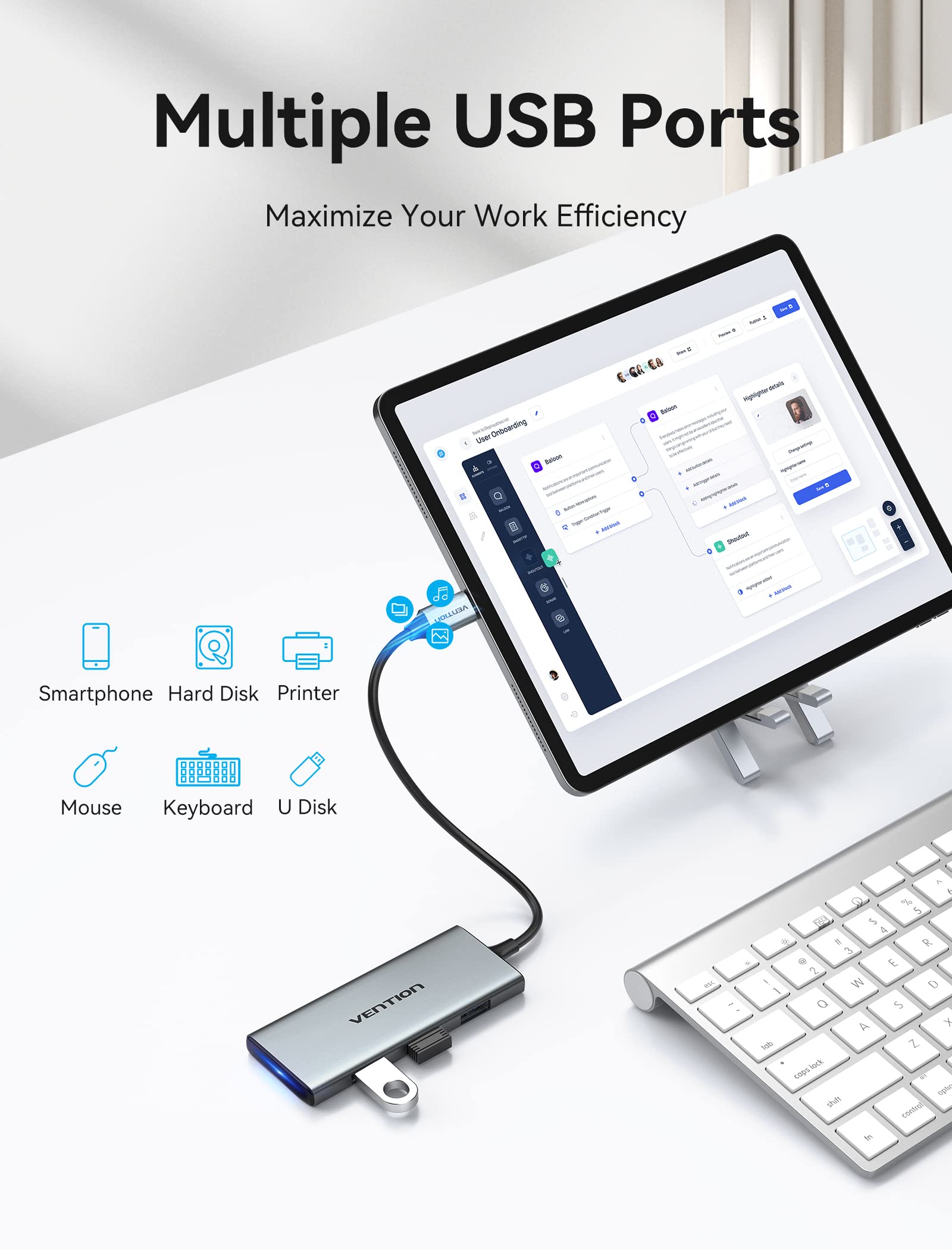 7-in-1 USB C Hub for MacBook Pro - 4K HDMI, 100W PD, USB 3.0 Ports, SD/TF Card Reader - Compatible with MacBook Air/Pro, iPad Pro, Surface, Dell XPS - Perfect for Home Office, Remote Work & Travel Accessories