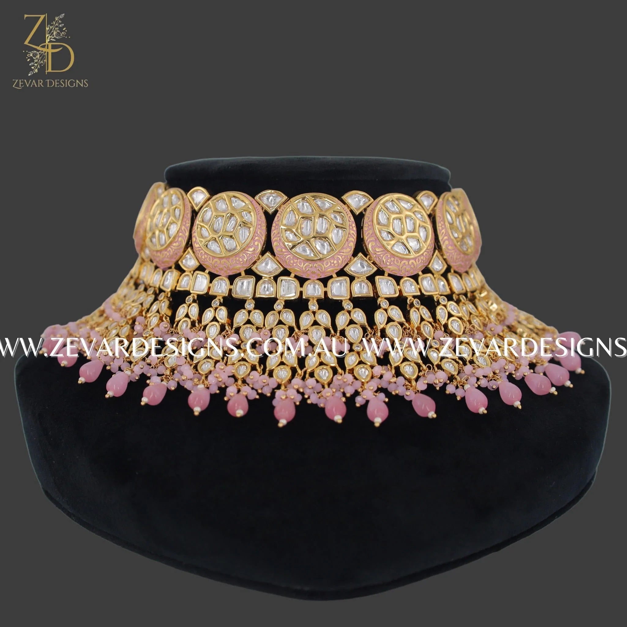 Exquisite Designer Kundan Polki Necklace Set in Gold & Pink - Perfect for Weddings, Parties & Special Occasions