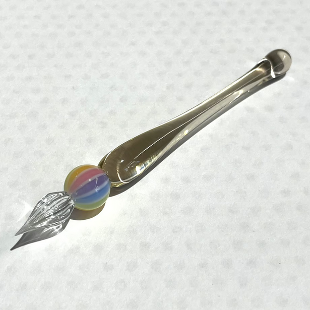 Japanese Glass Dip Pen - Rainbow Ball & Light Amber Colors - Elegant Calligraphy & Writing Tool - Perfect Gift for Writers, Artists & Stationery Lovers - Ideal for Lettering, Journaling & Creative Projects