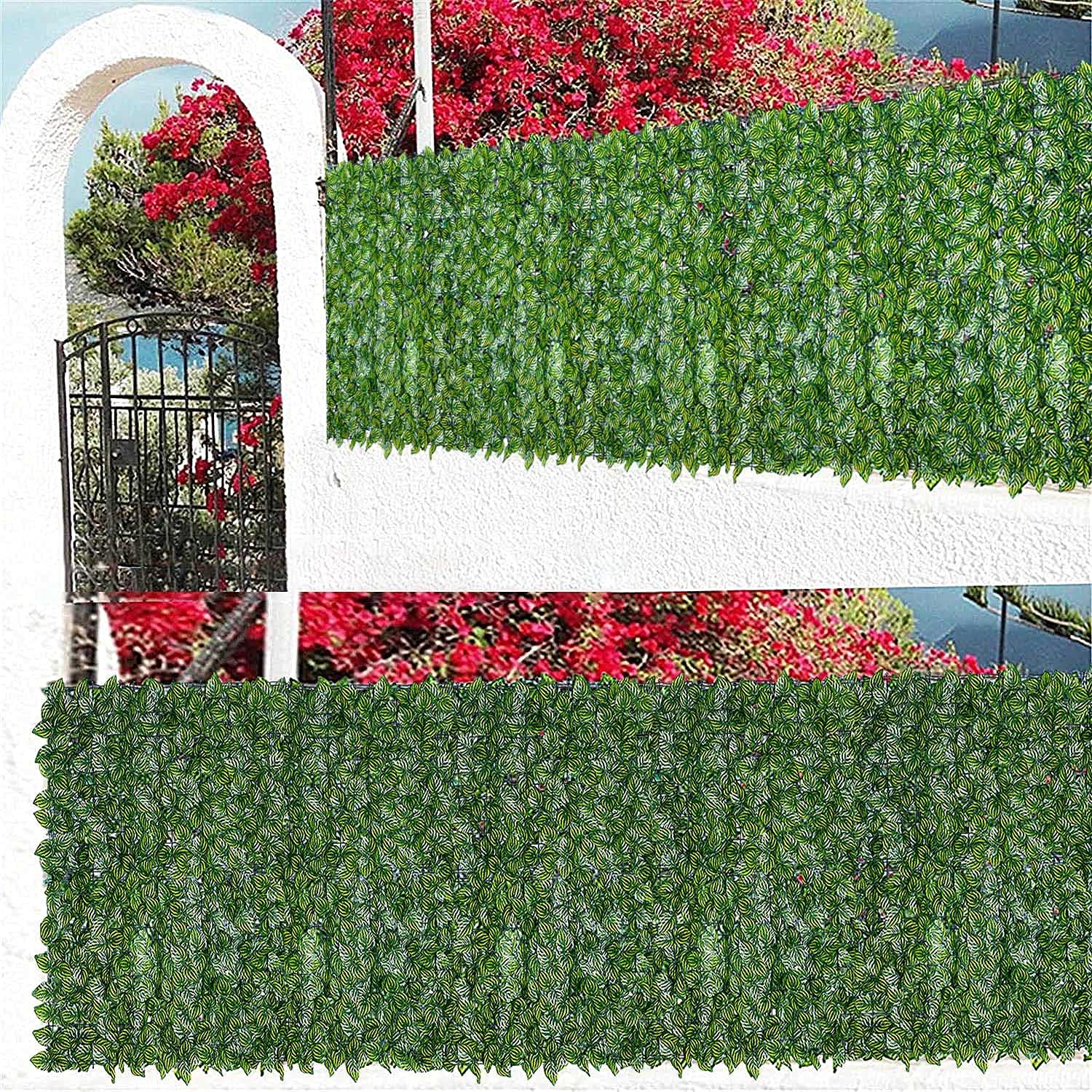 Artificial Ivy Privacy Fence Screen - UV Resistant Fake Hedges for Outdoor & Indoor Use - Expandable Garden Fence & Balcony Privacy Screen - Perfect for Patio, Deck, Yard, and Home Decoration