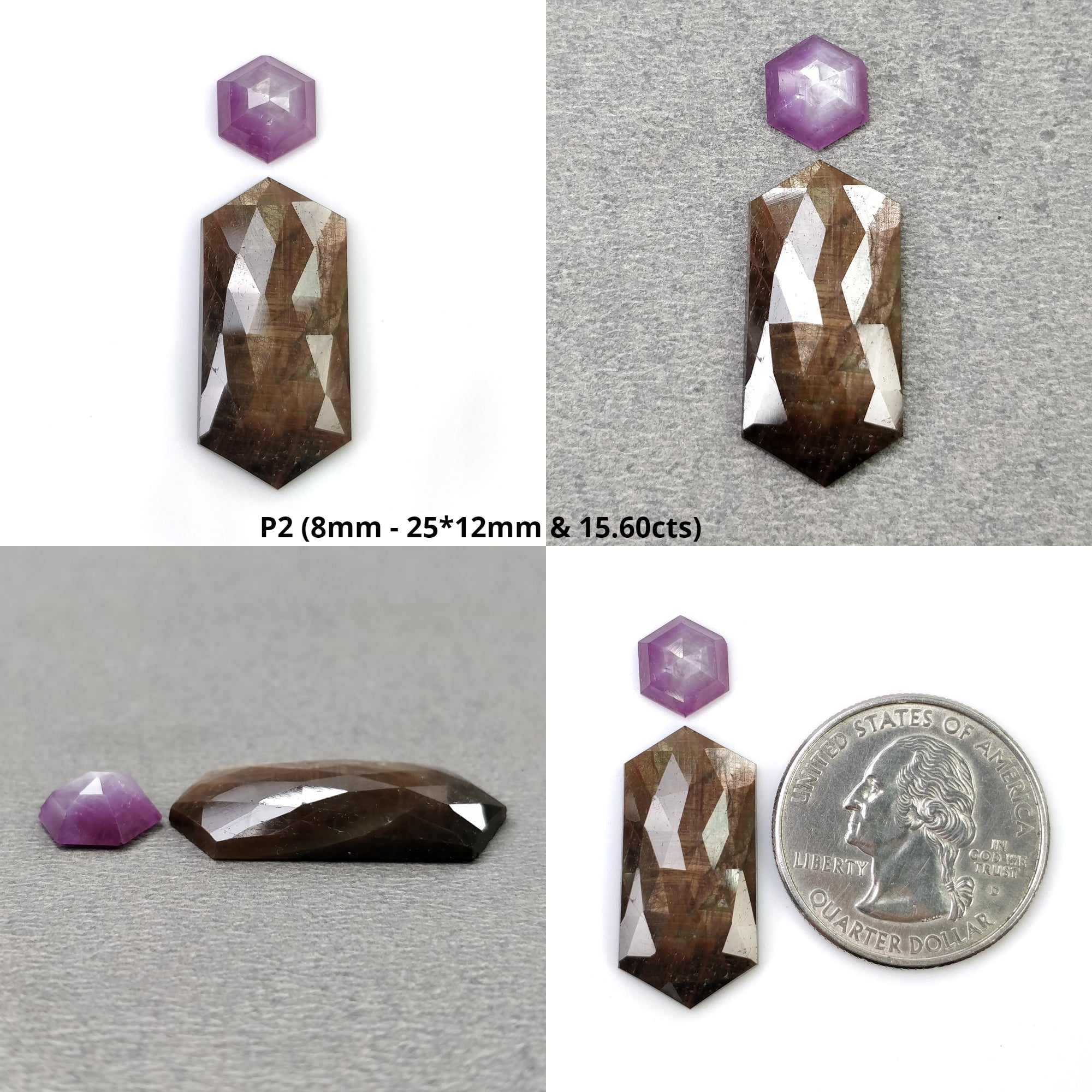 Natural Untreated Golden Brown Chocolate & Blue Raspberry Sapphire Gemstone - Rose & Step Cut Pear Hexagon (2pcs/6pcs) | Jewelry Making, Engagement Rings, Healing Crystals Collection