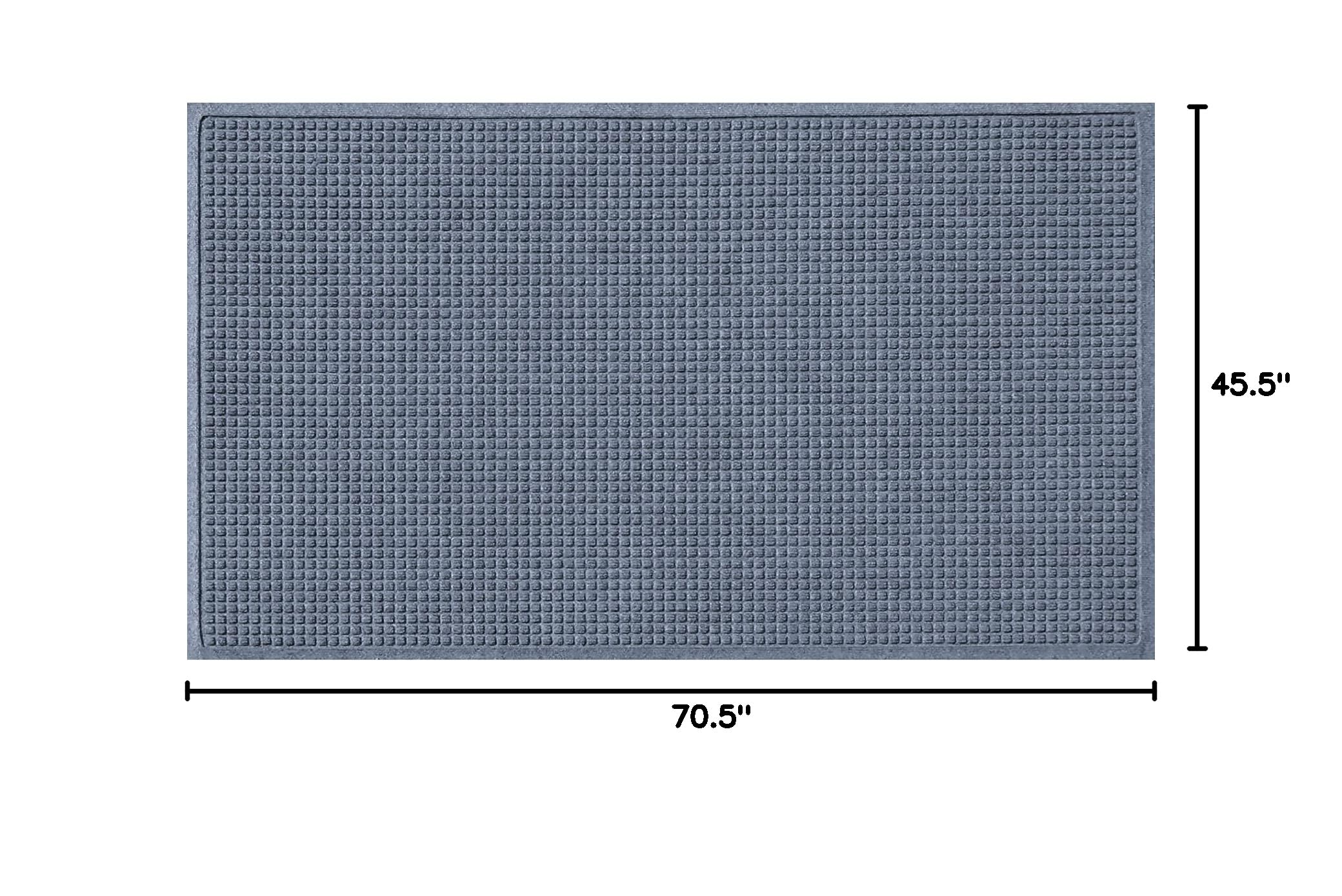 Premium Bungalow Flooring Waterhog Door Mat 4' x 6' - USA Made Durable Indoor/Outdoor Floor Covering with Skid-Resistant & Water-Trapping Design - Squares Collection in Bluestone - Perfect for Entryways, Patios & High-Traffic Areas