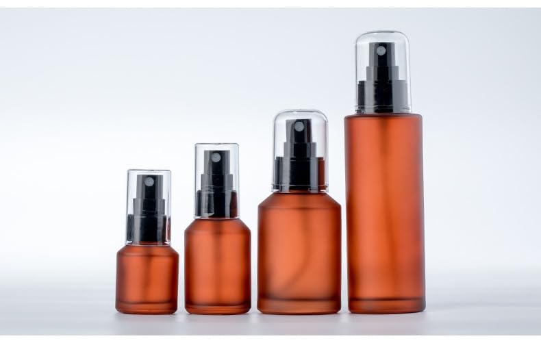 1Pc Brown Frosted Glass Pump Bottle - 30ml Refillable Lotion Dispenser for Travel, Cosmetics & Toiletries | Leak-Proof Container for Makeup, Skincare & Sample Liquids | Perfect for Home, Salon & On-the-Go Use